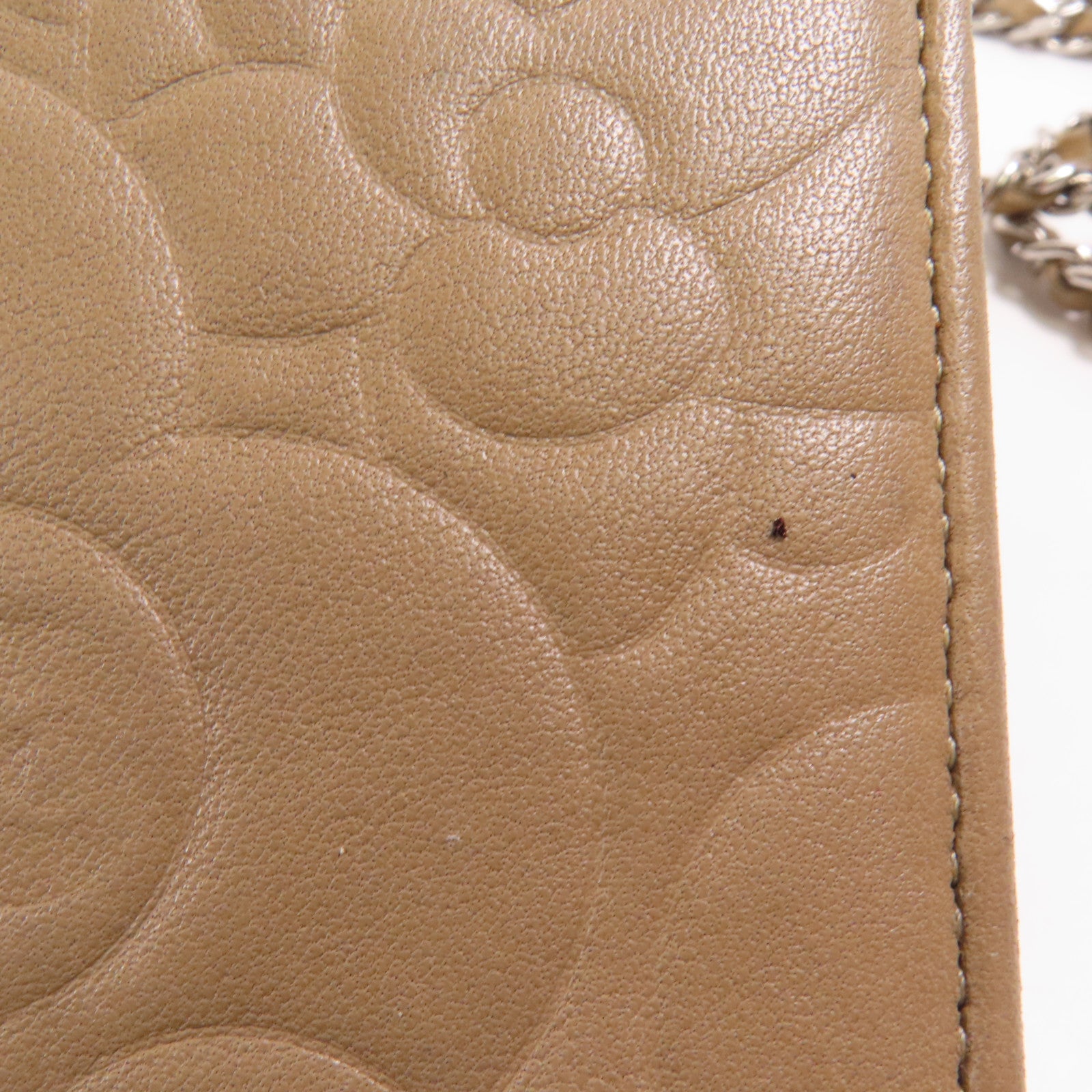 CHANEL 羊皮皮革WOC 19cm銀扣鏈帶肩背袋