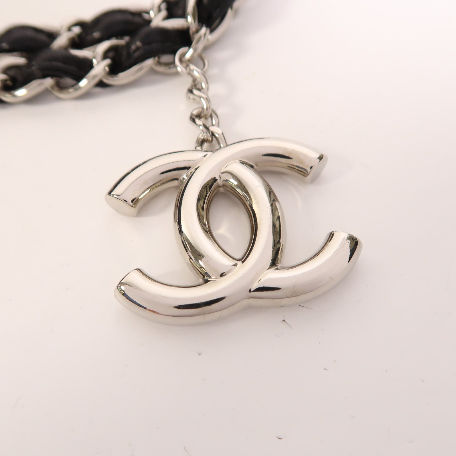CHANEL 羊皮皮革Chain Shoulder銀扣鏈帶肩背袋