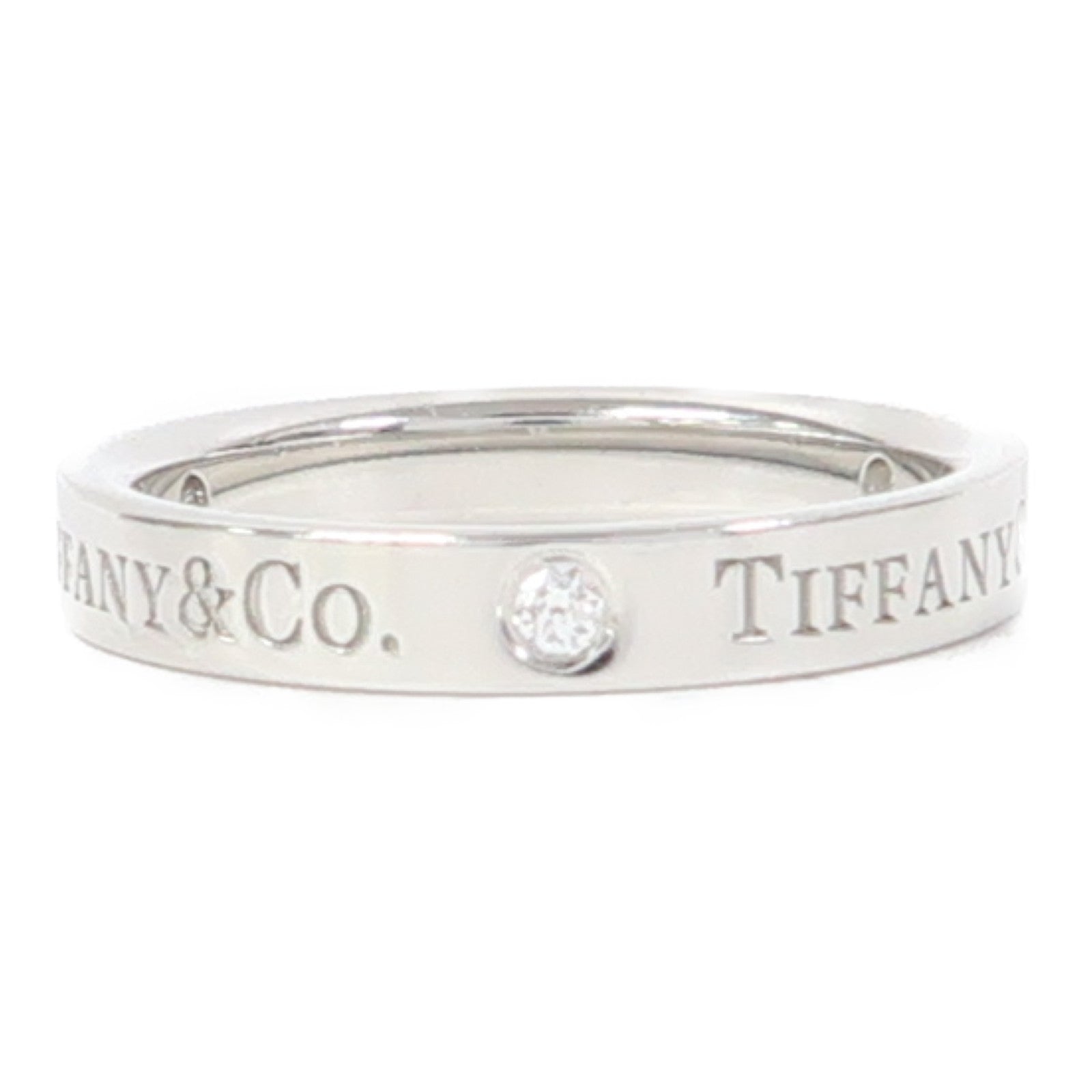 TIFFANY＆CO PT950鉑金Band Ring 3 Diamond戒指US#5.5