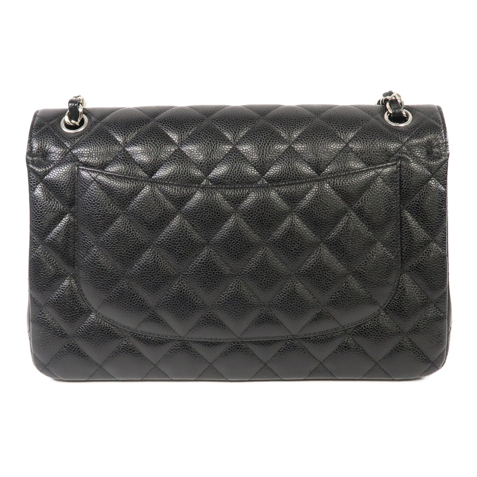 CHANEL 【激減優惠】菱格皮革Classic Jumbo銀扣鏈帶肩背袋黑色
