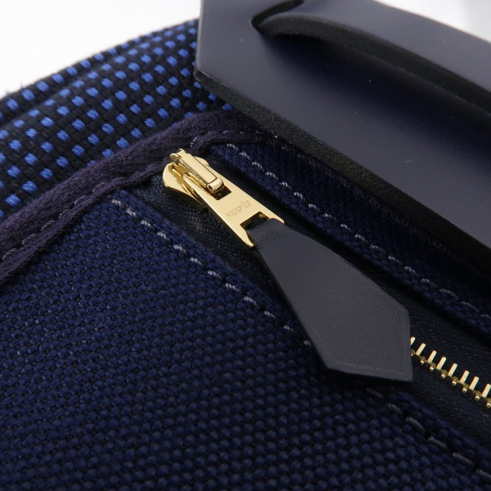 HERMES 帆布Herbag PM手挽肩背兩用袋Bleu Indigo