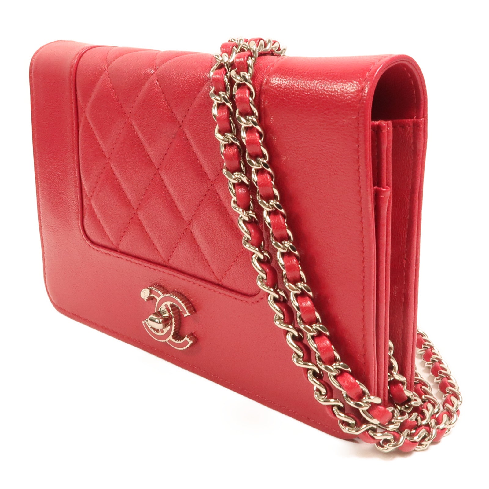 CHANEL 牛皮皮革WOC Wallet On Chain銀扣鏈帶肩背袋