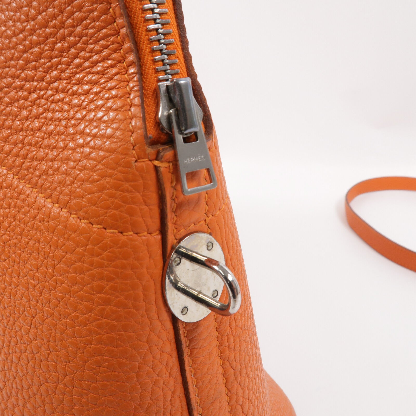HERMES Clemence皮革Bolide 31手挽袋Orange