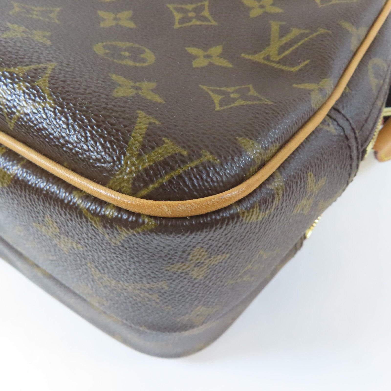 LOUIS VUITTON Monogram Reporter PM金扣肩背袋啡色