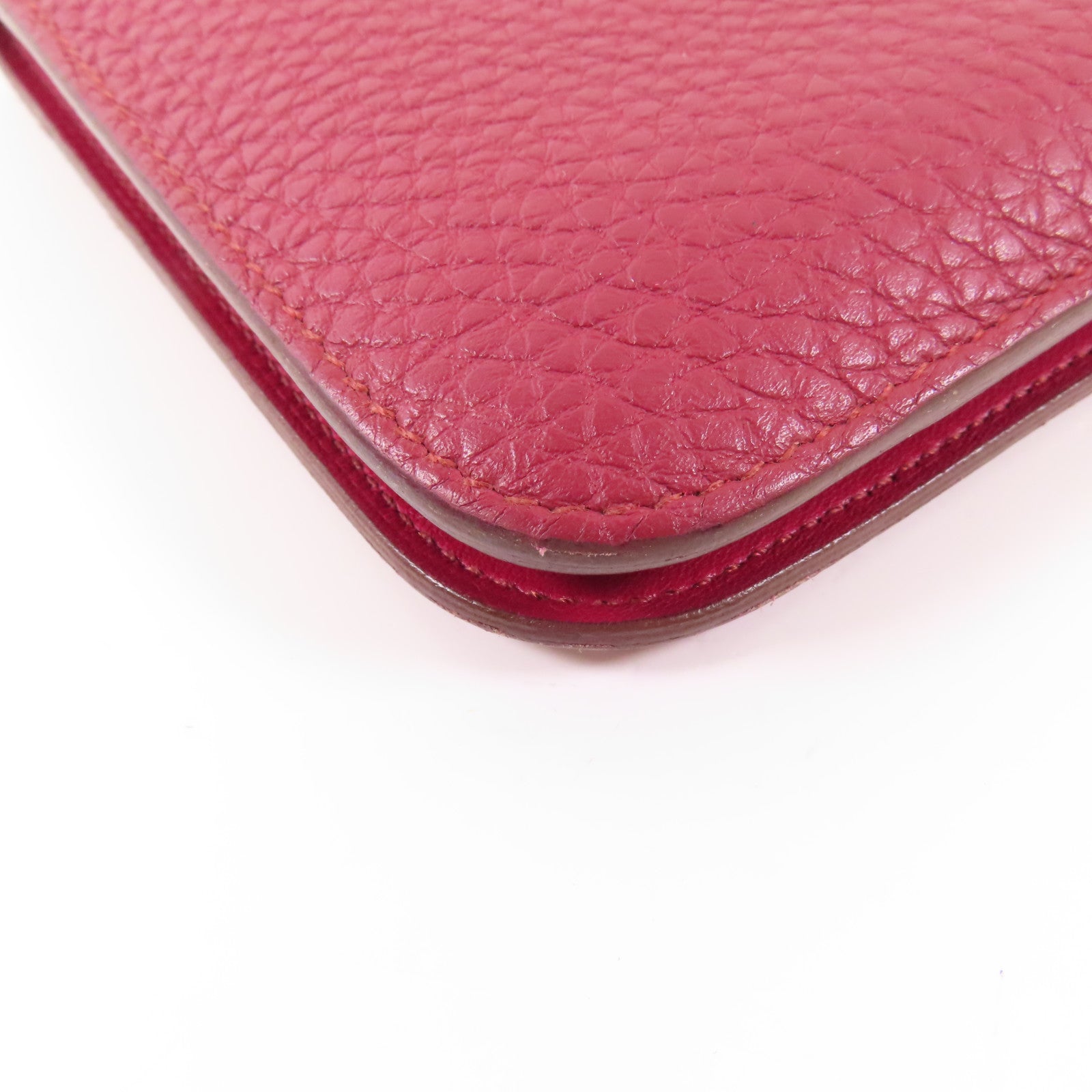 HERMES PHW Dogon GM Long Wallet Clemence Leather B5 Rubis