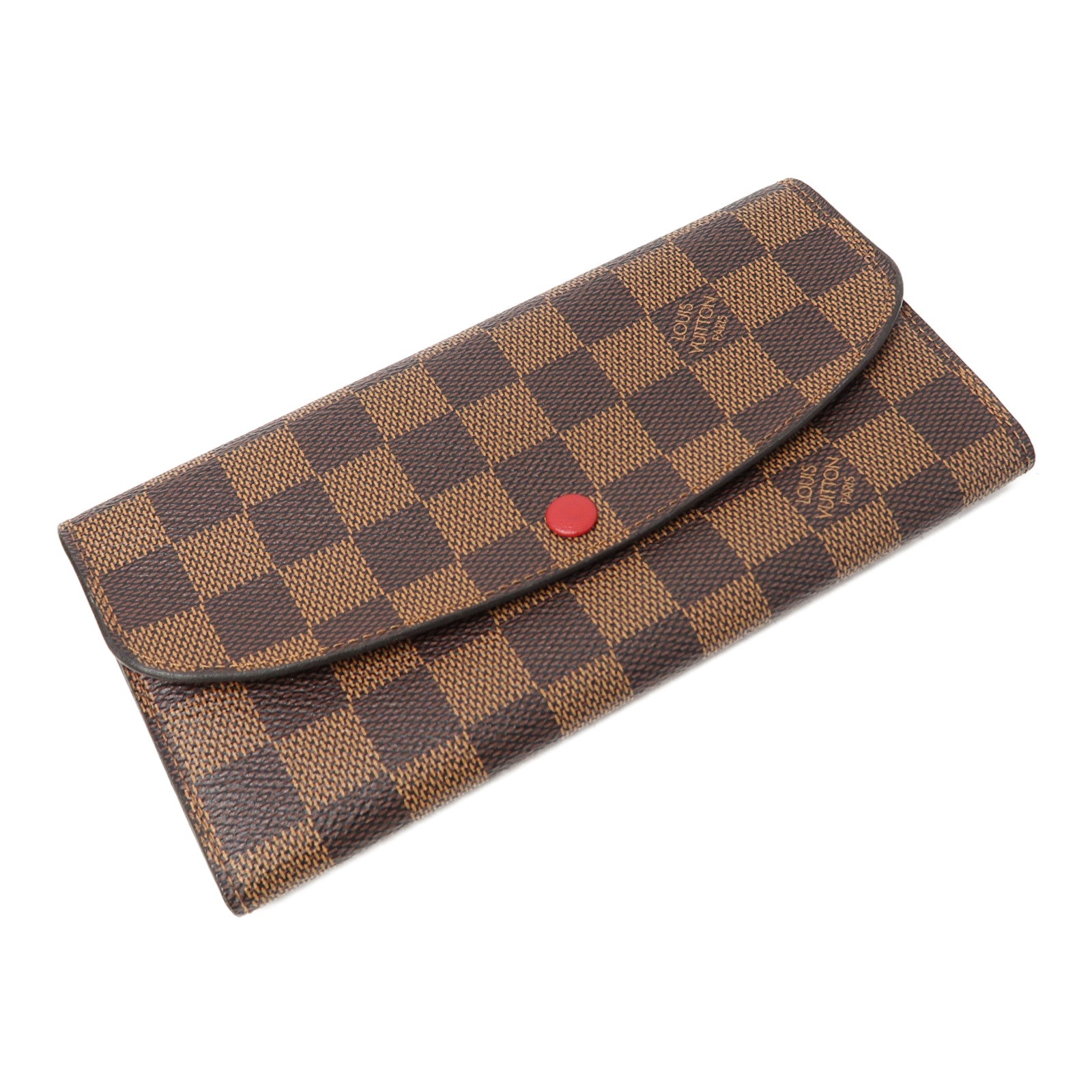 LOUIS VUITTON Damier Ebene Emilie Wallet金扣長錢包啡色