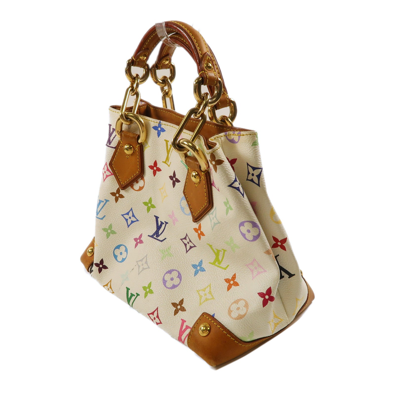 LOUIS VUITTON Monogram Multicolore Audra金扣手挽袋白色/彩色