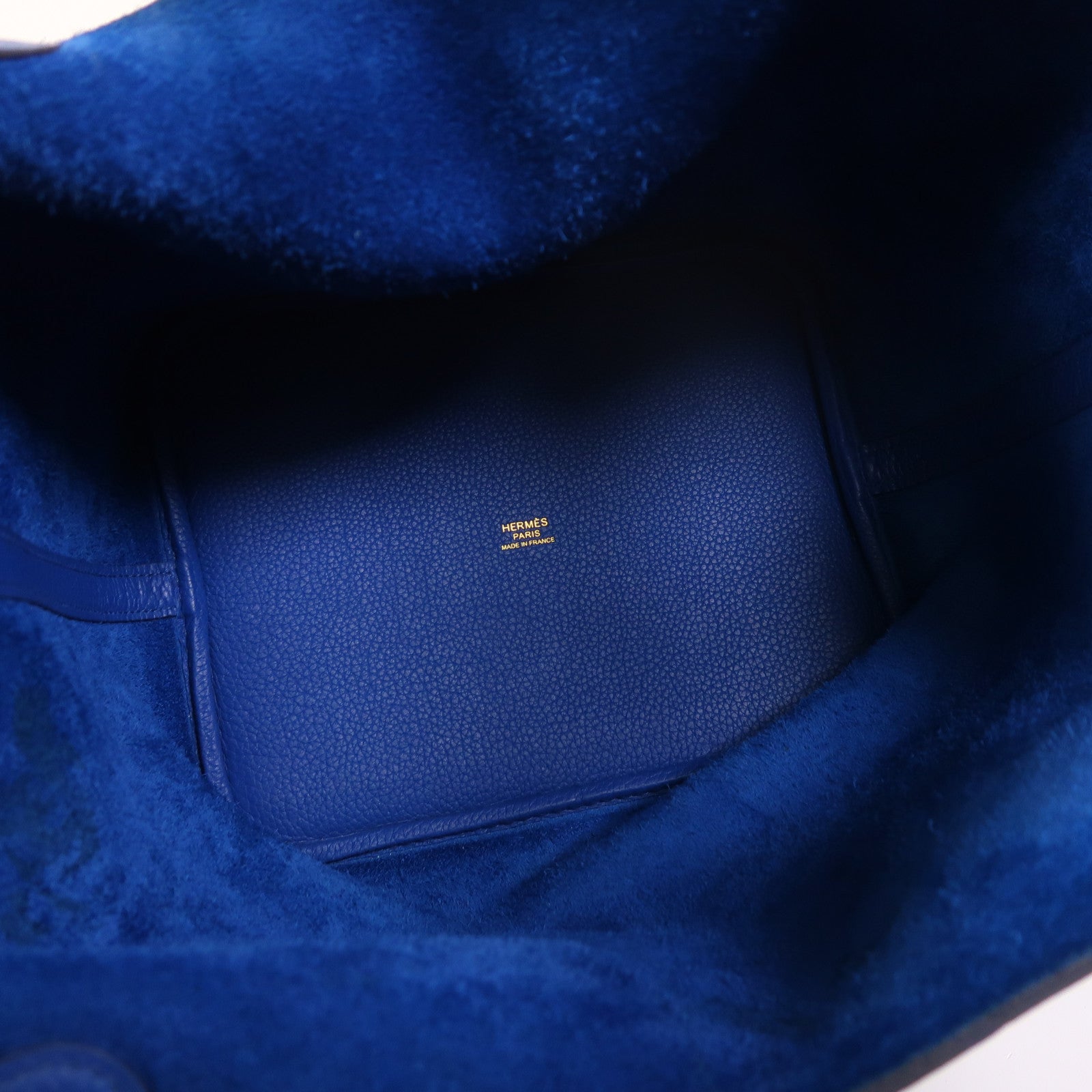 HERMES Clemence皮革Picotin MM金扣手挽袋Bleu France