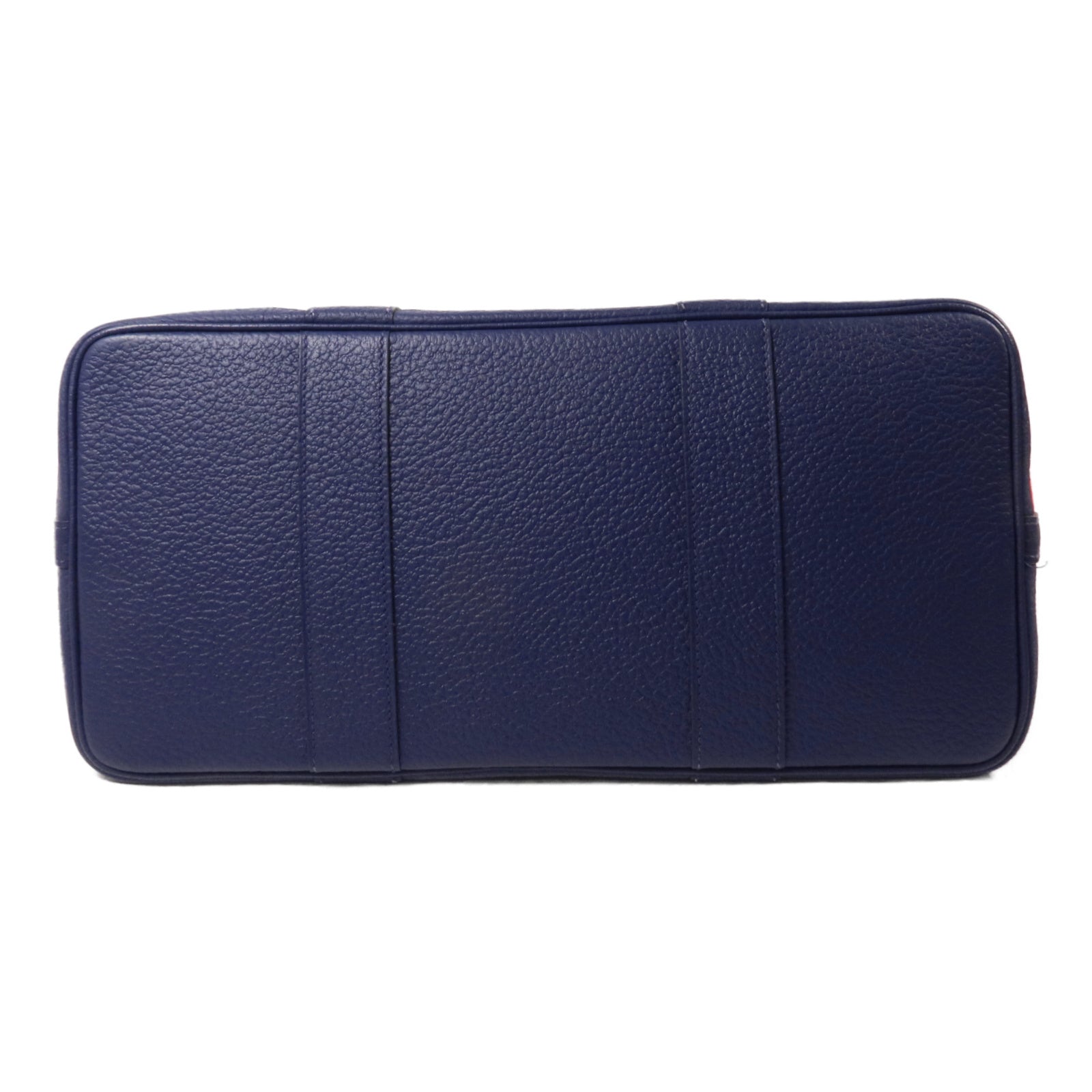 HERMES 帆布/Negonda皮革Garden Party Pocket手挽袋Bleu Electrique