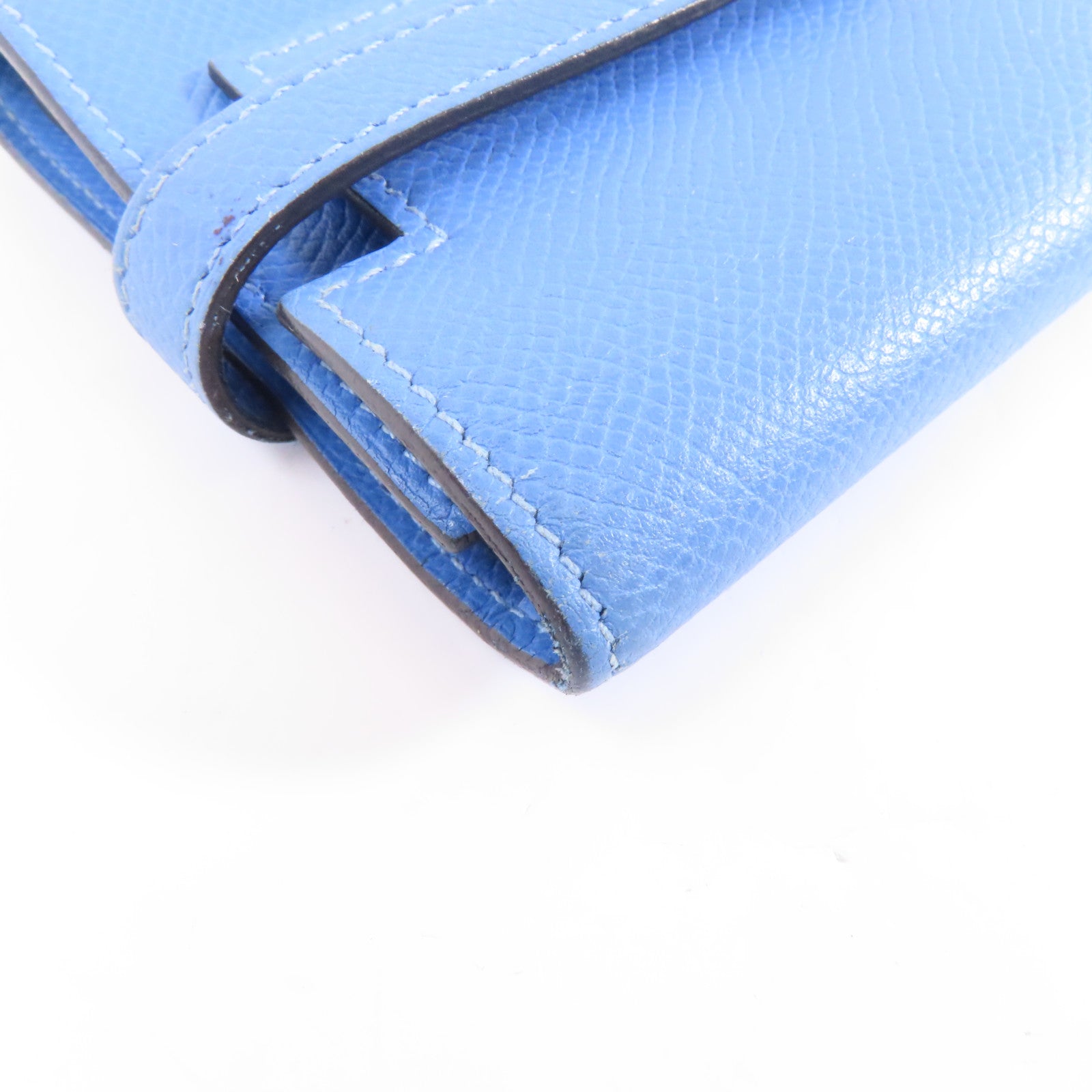 HERMES 【激減優惠】Epsom皮革Kelly Compact Wallet金扣錢包Blue Paradis/藍色