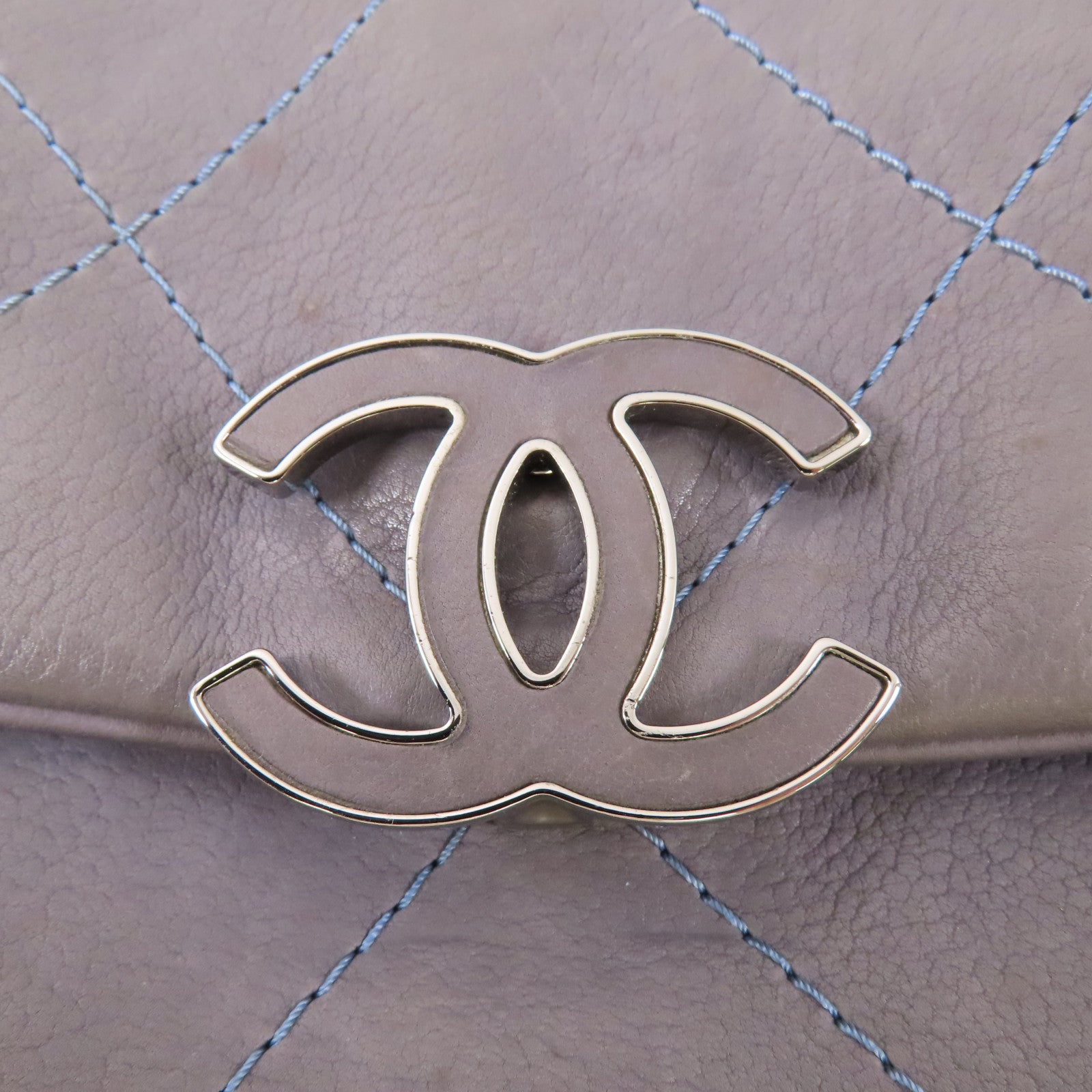 CHANEL 牛皮皮革Chain Shoulder銀扣手挽肩背兩用袋