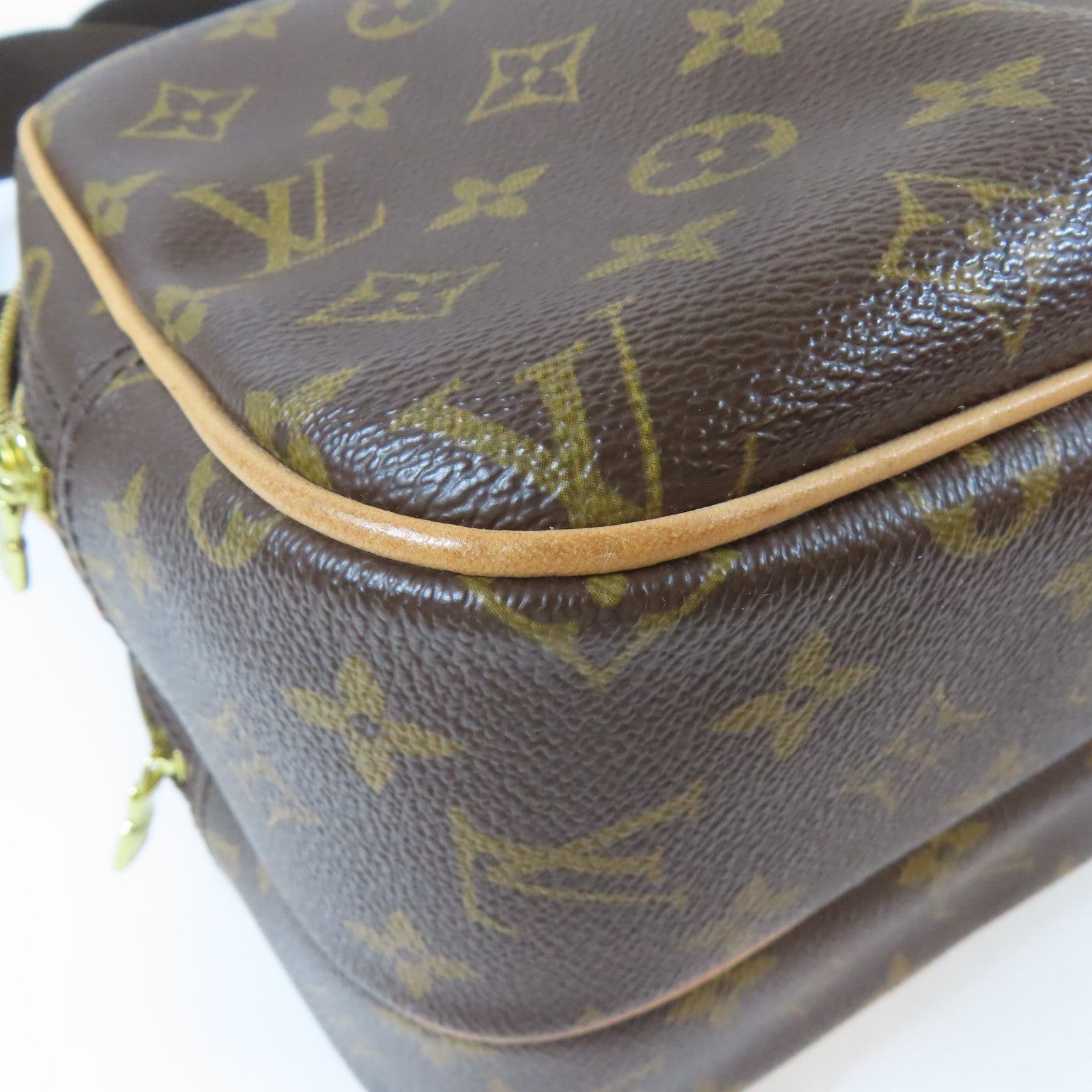 LOUIS VUITTON Monogram Reporter PM金扣肩背袋啡色