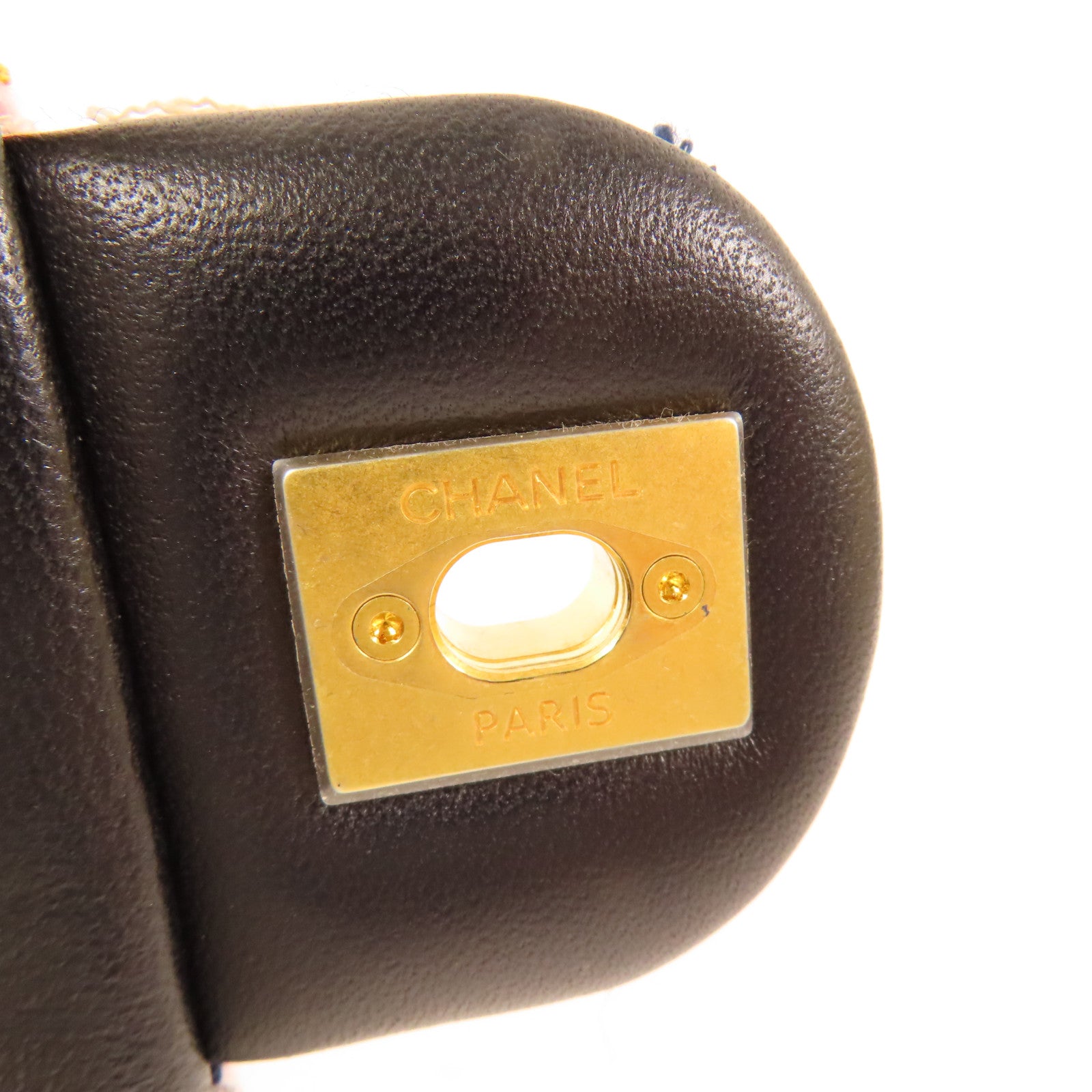 CHANEL 粗花呢Chain Shoulder金扣鏈帶肩背袋