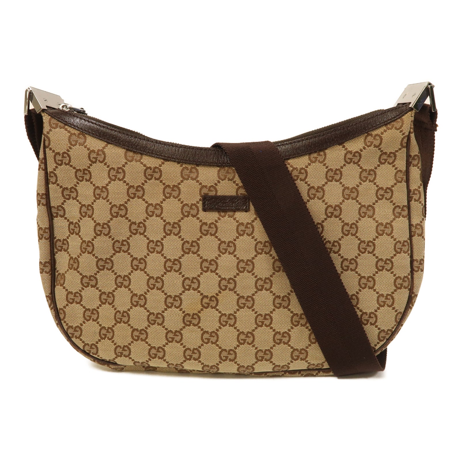 GUCCI 帆布Shoulder Bag銀扣肩背袋