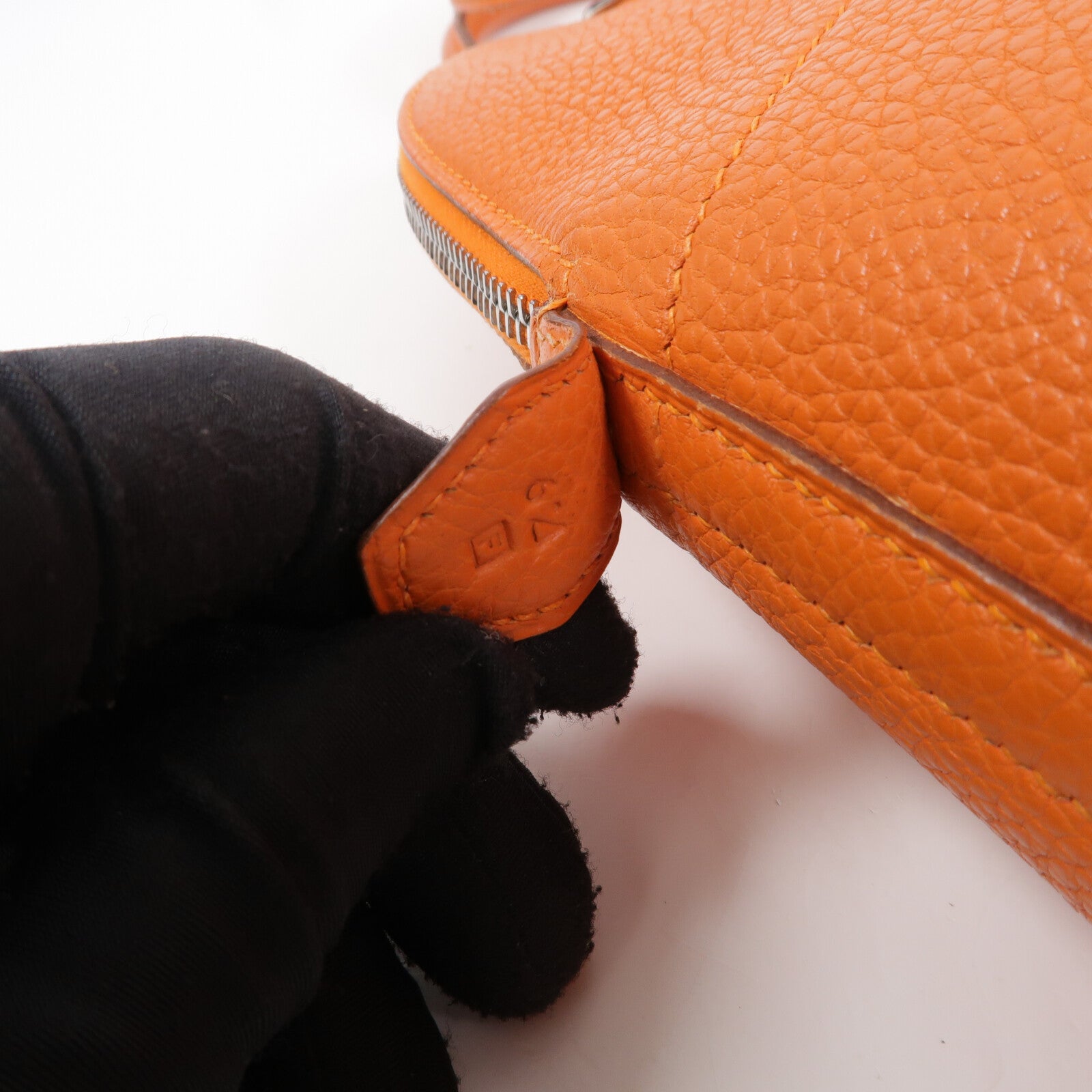 HERMES Clemence皮革Bolide 31手挽袋Orange