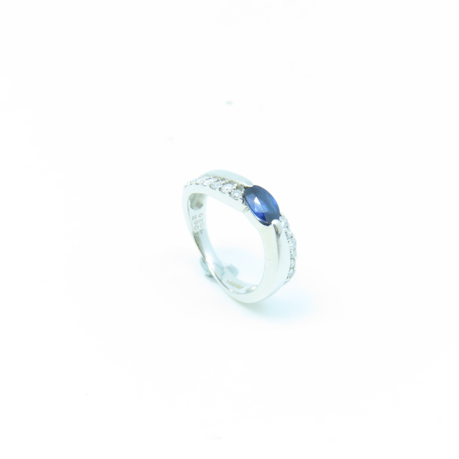 JEWELRY 【激減優惠】PT900鉑金Sapphire 5.2g藍寶石/0.29ct鑽石戒指US#4.75