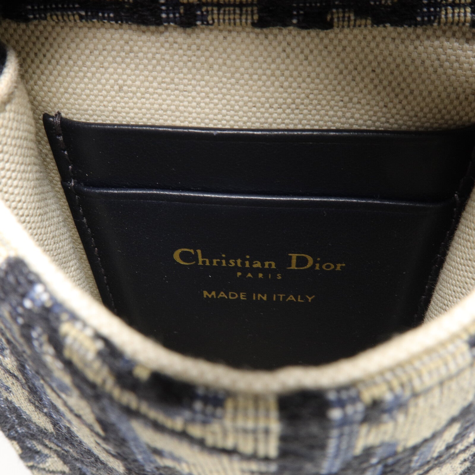 Dior 帆布Saddle Pouch鏈帶手機袋