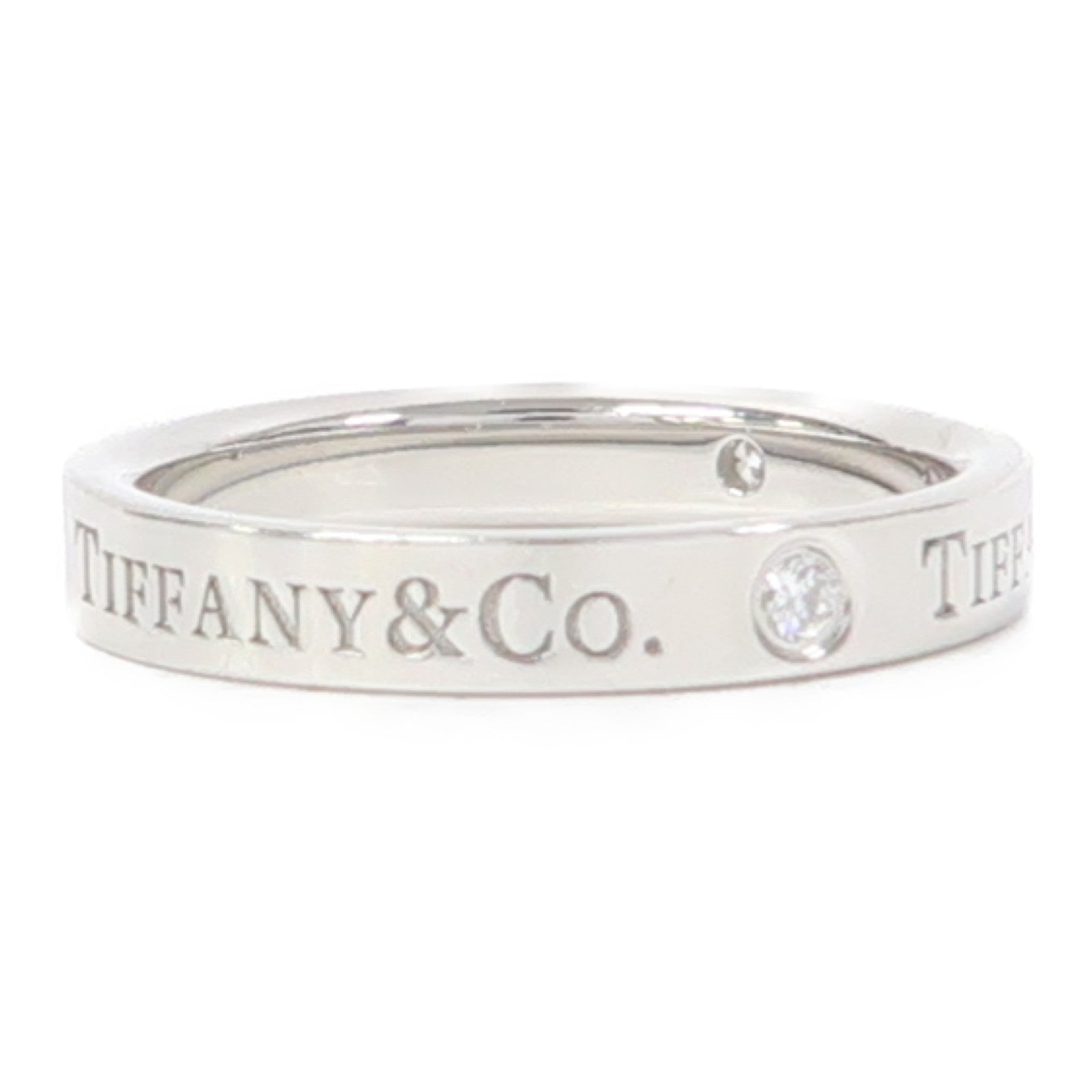 TIFFANY＆CO PT950鉑金Band Ring 3 Diamond戒指US#5.5