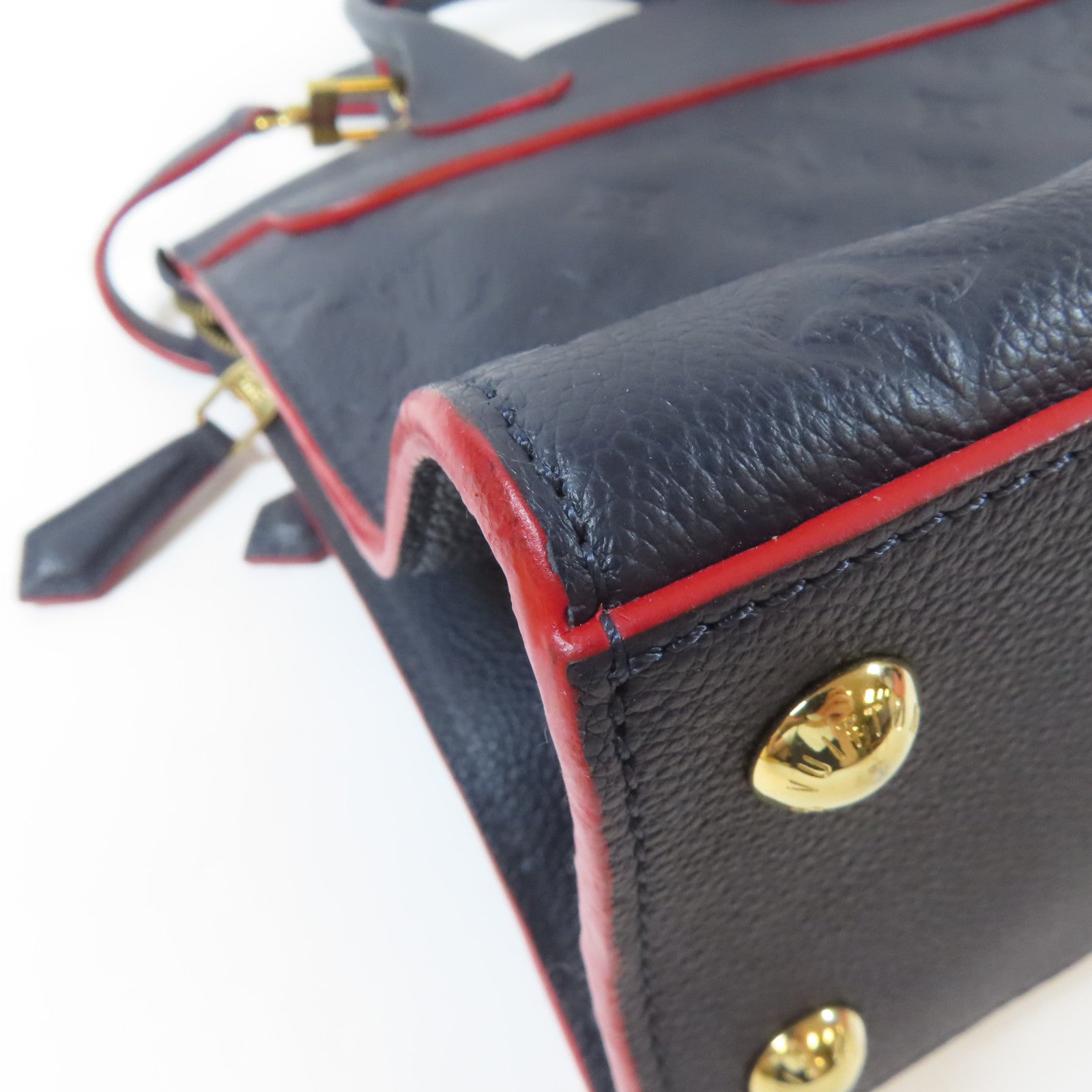 LOUIS VUITTON Monogram Empreinte Pont Neuf MM金扣手挽肩背兩用袋深藍色