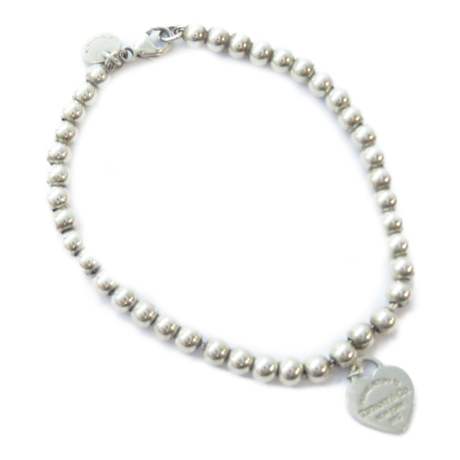 TIFFANY＆CO 925純銀Heart Tag Bead Bracelet手鏈
