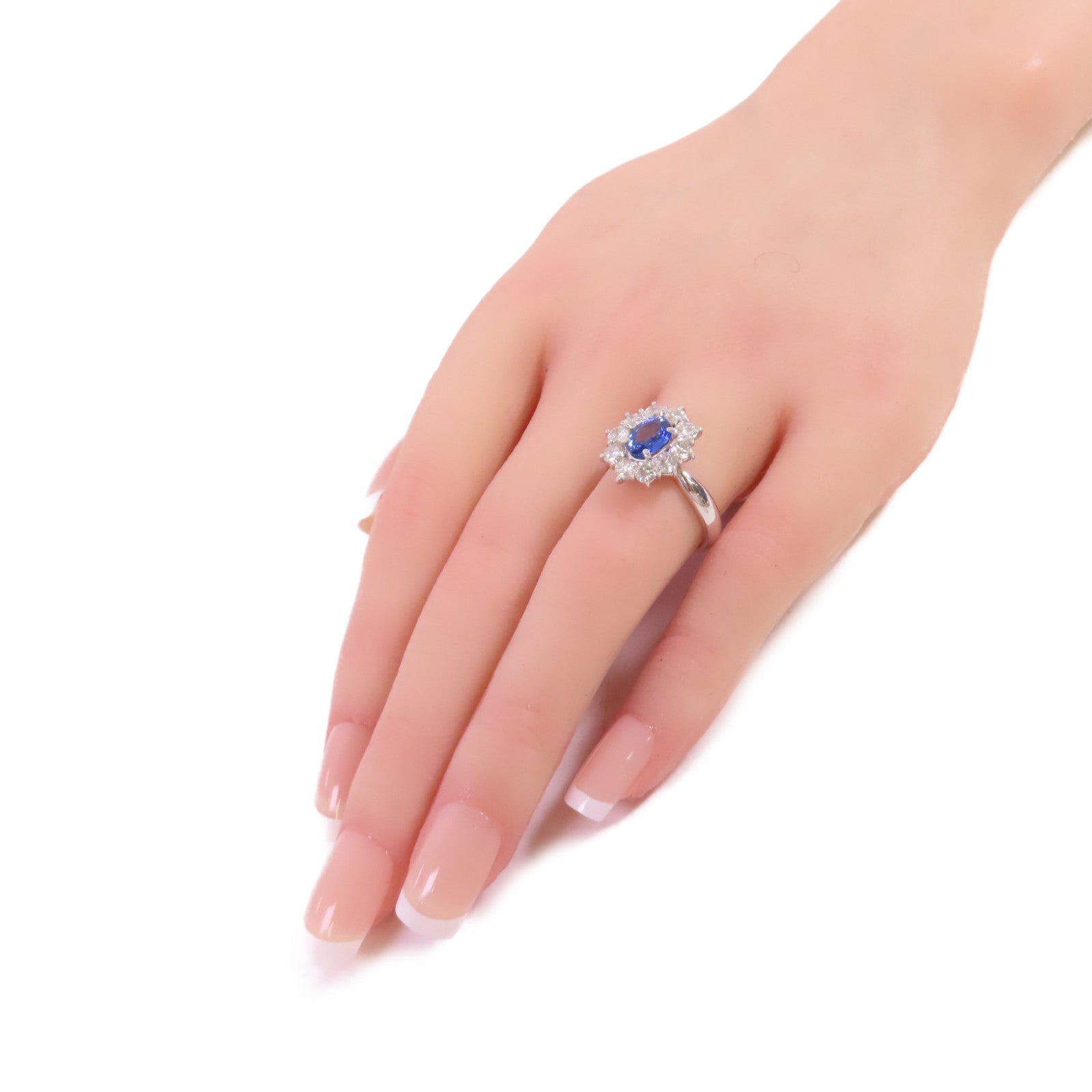 JEWELRY PT900鉑金/藍寶石/1.13ct鑽石Sapphire Diamond Ring戒指US#6.25