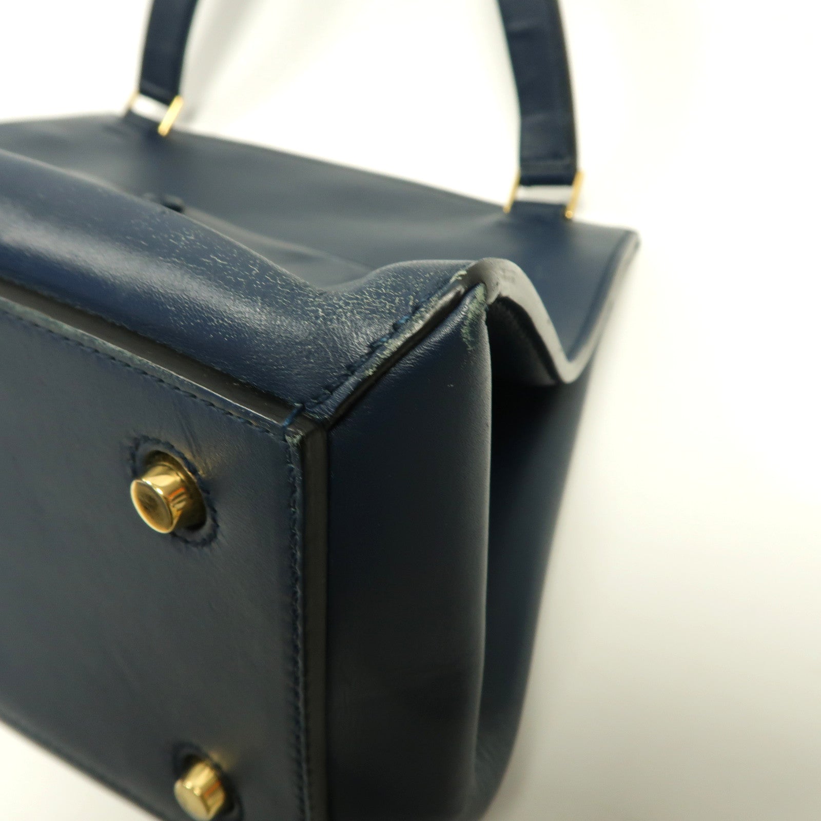 CELINE 【激減優惠】牛皮皮革Edge Bag金扣手挽袋深藍色
