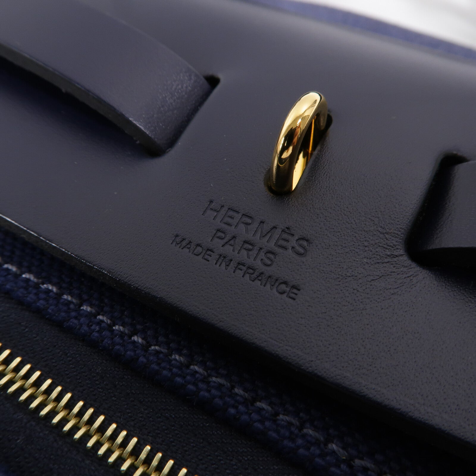 HERMES 帆布Herbag PM手挽肩背兩用袋Bleu Indigo