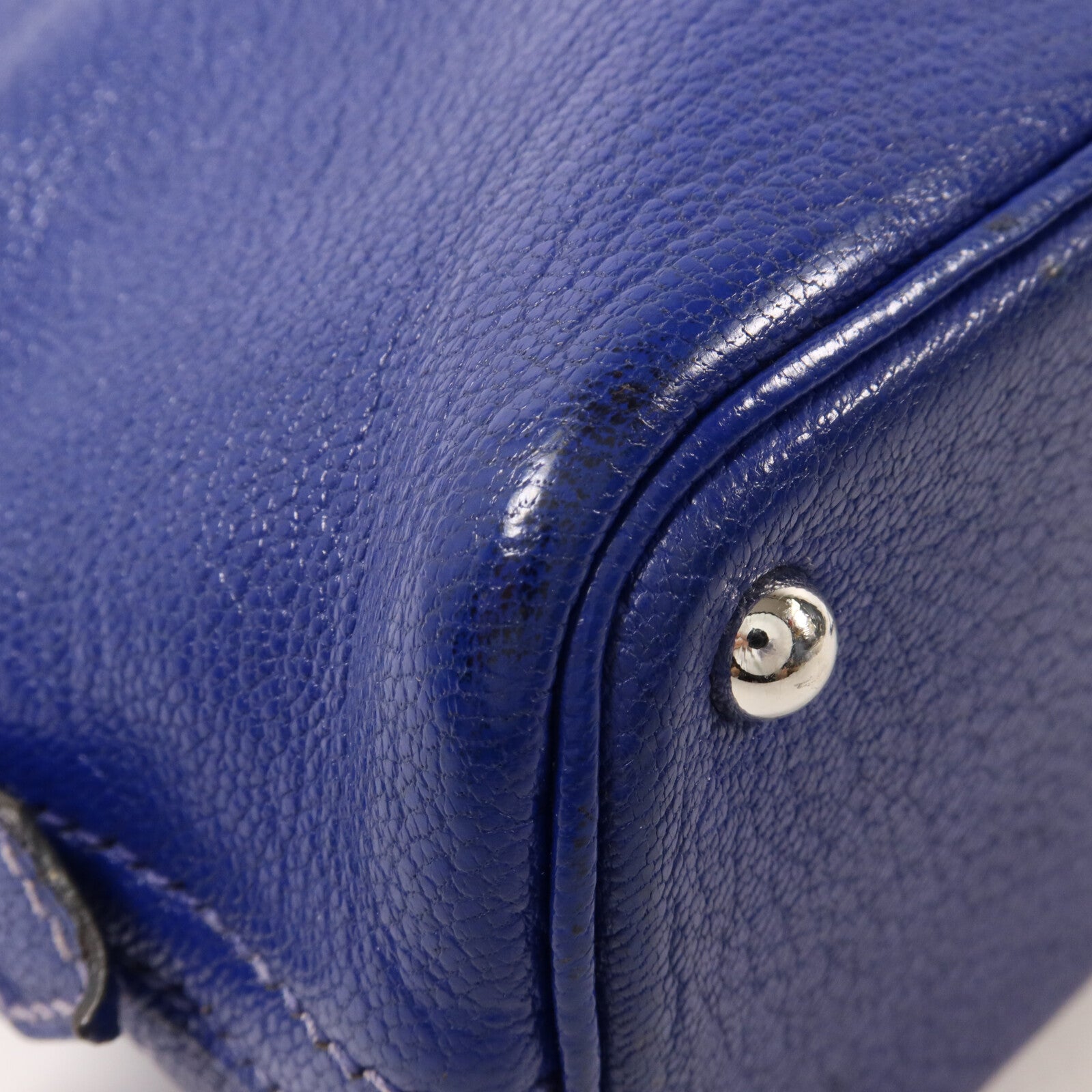 HERMES Chevre皮革Mini Bolide手挽肩背兩用袋Bleu Saphir