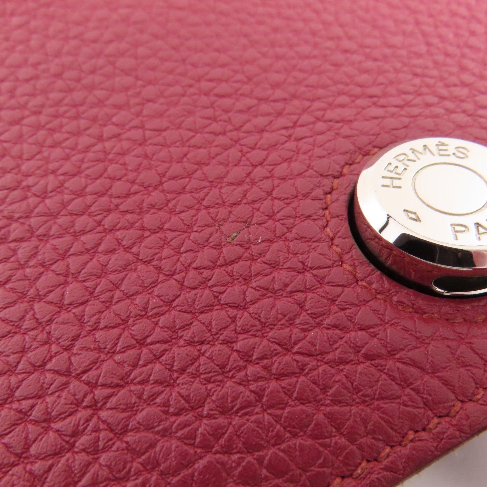HERMES PHW Dogon GM Long Wallet Clemence Leather B5 Rubis