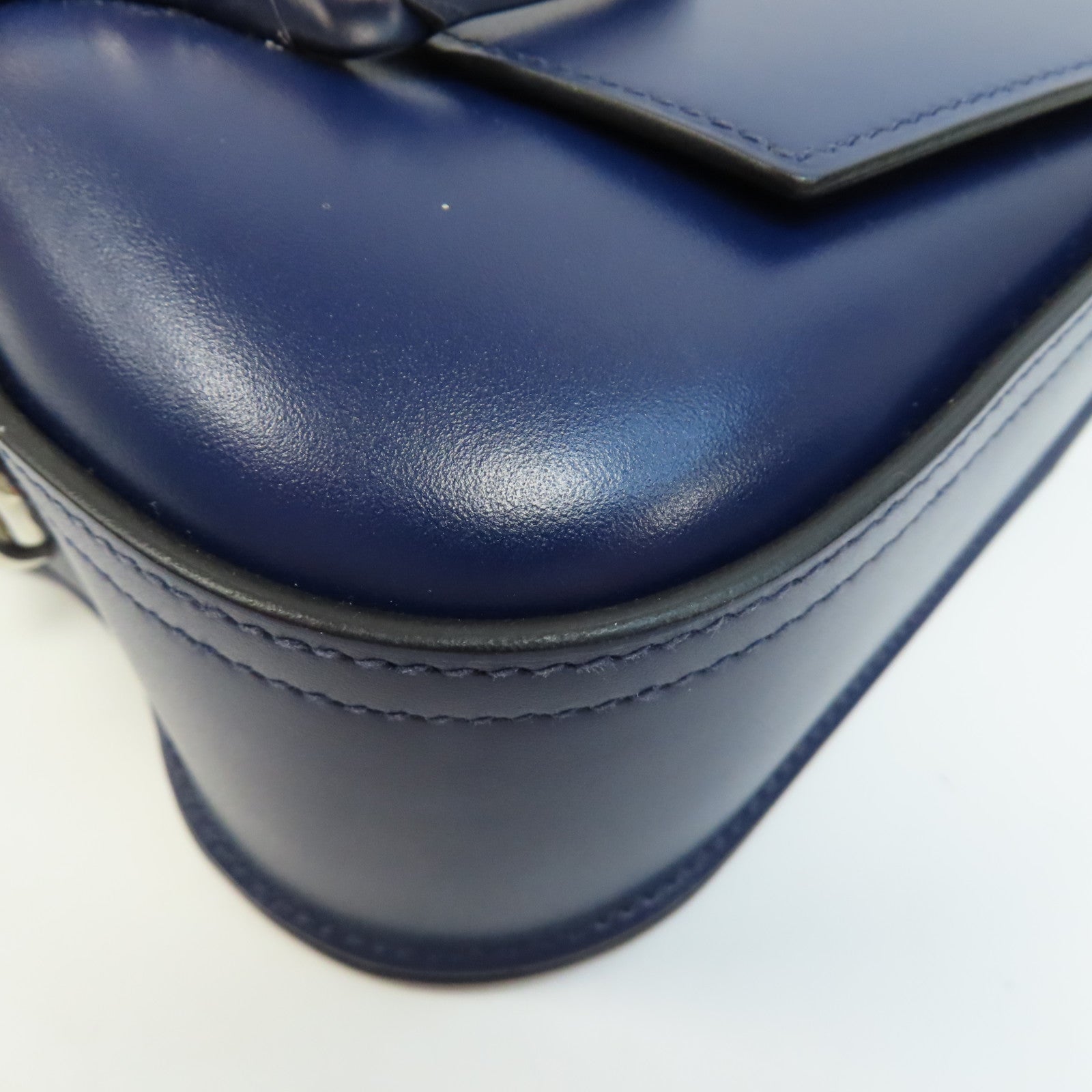 HERMES 【激減優惠】Tadelakt皮革Della Cavalleria Mini銀扣肩背袋Bleu Saphir/藍色