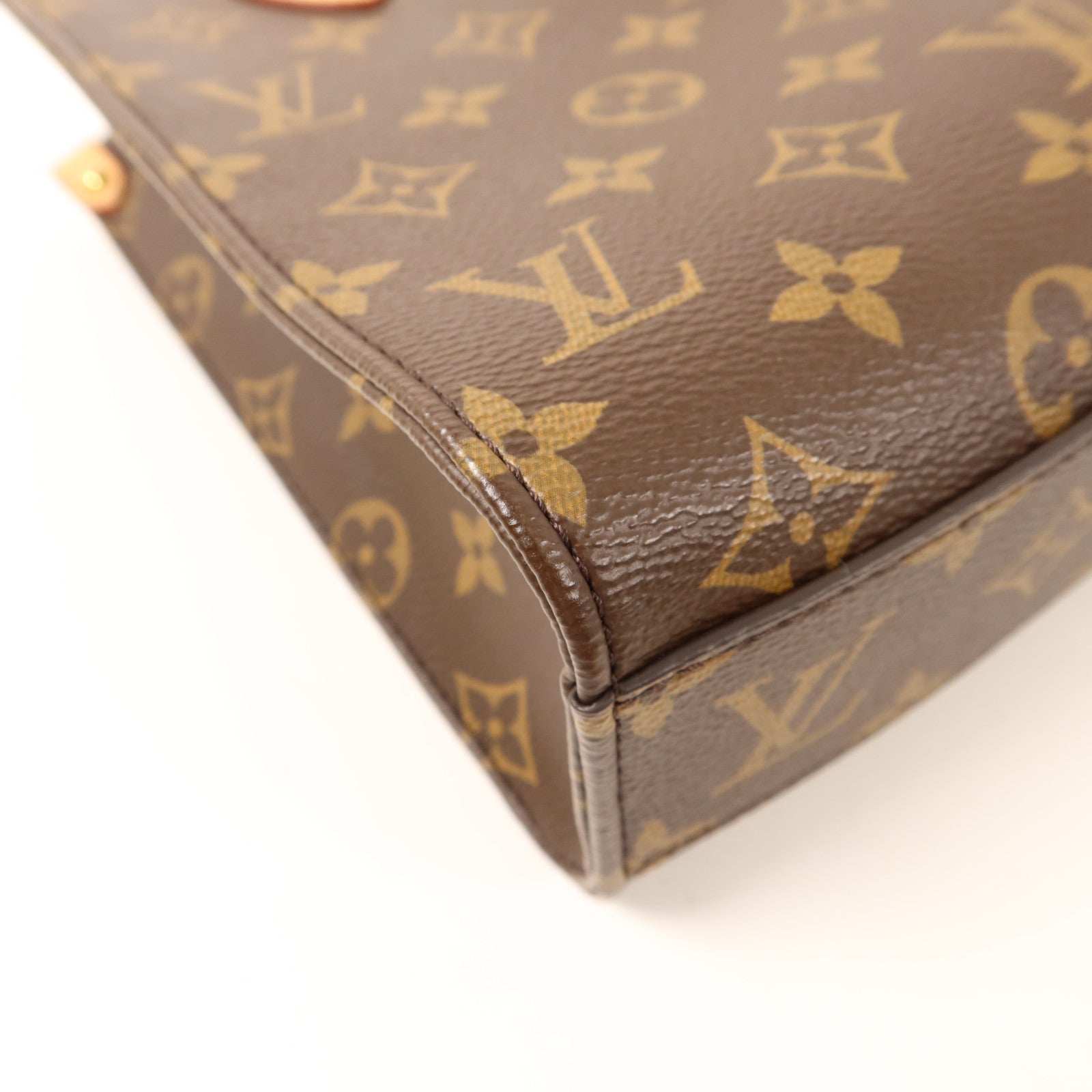 LOUIS VUITTON Monogram Sac Plat BB金扣手挽肩背兩用袋棕色