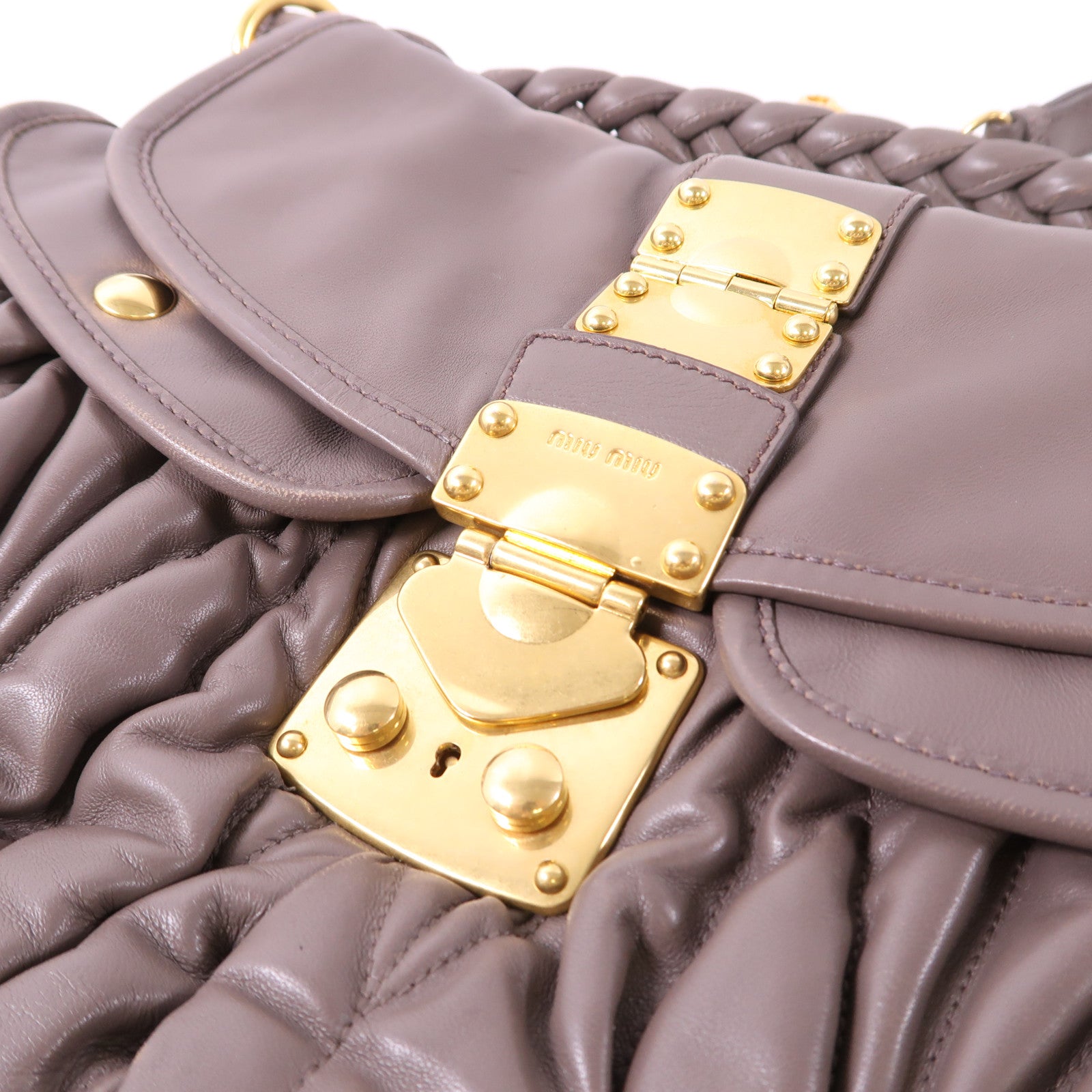 Miu Miu 羊皮皮革Shoulder Bag金扣手挽肩背兩用袋