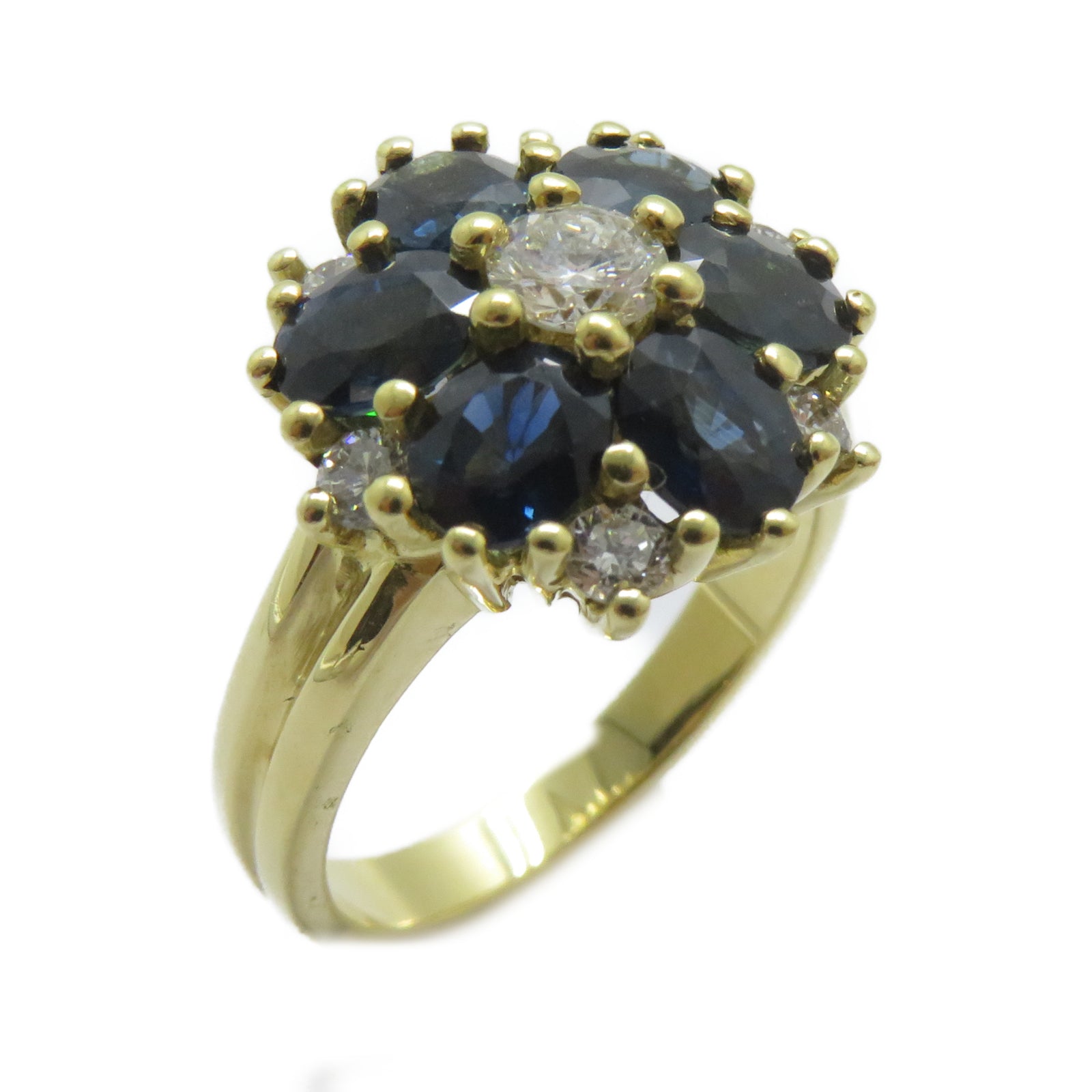 JEWELRY 【激減優惠】18K黃金Sapphire Ring藍寶石鑽石戒指US#7.25