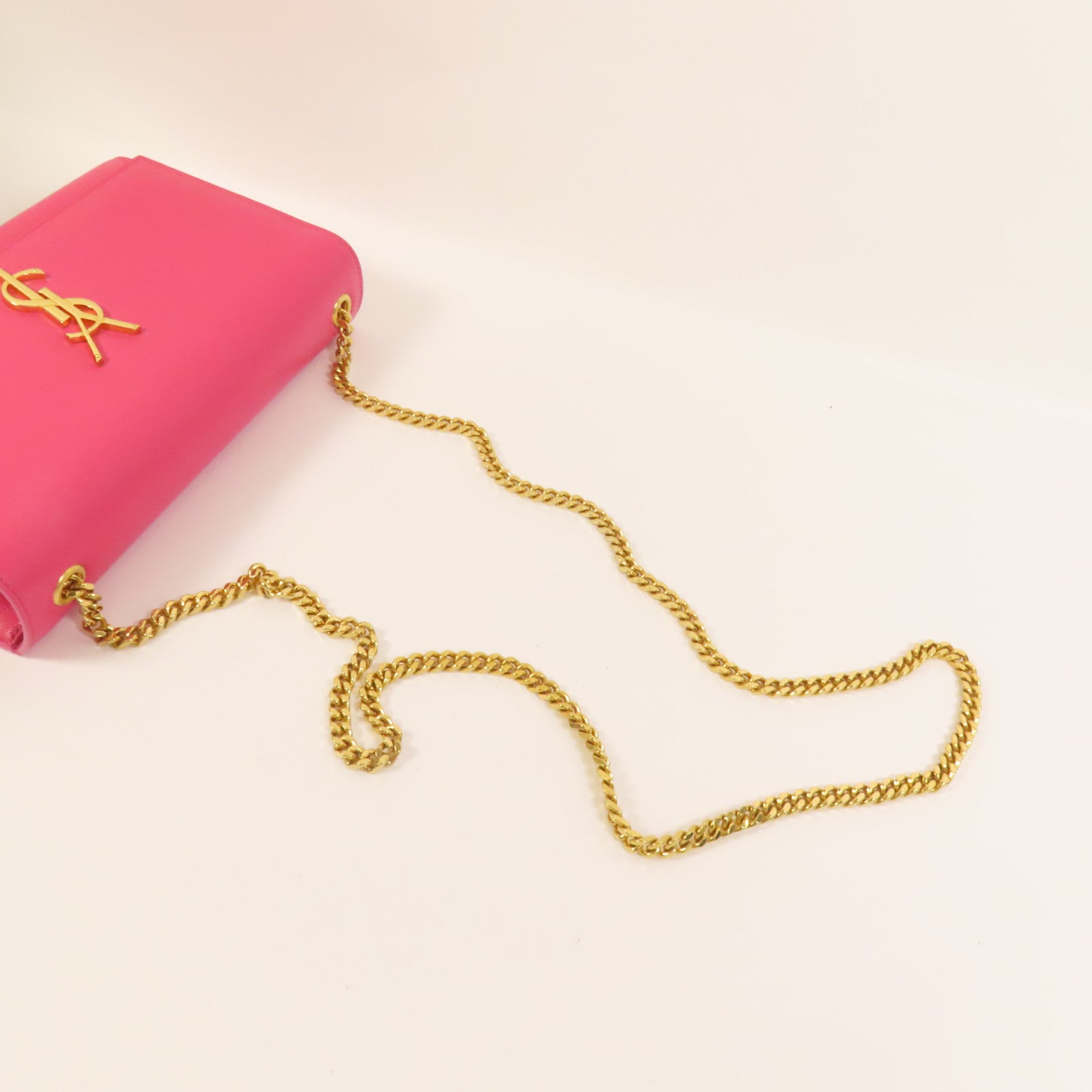 SAINT LAURENT 牛皮皮革Chain Shoulder金扣鏈帶肩背袋