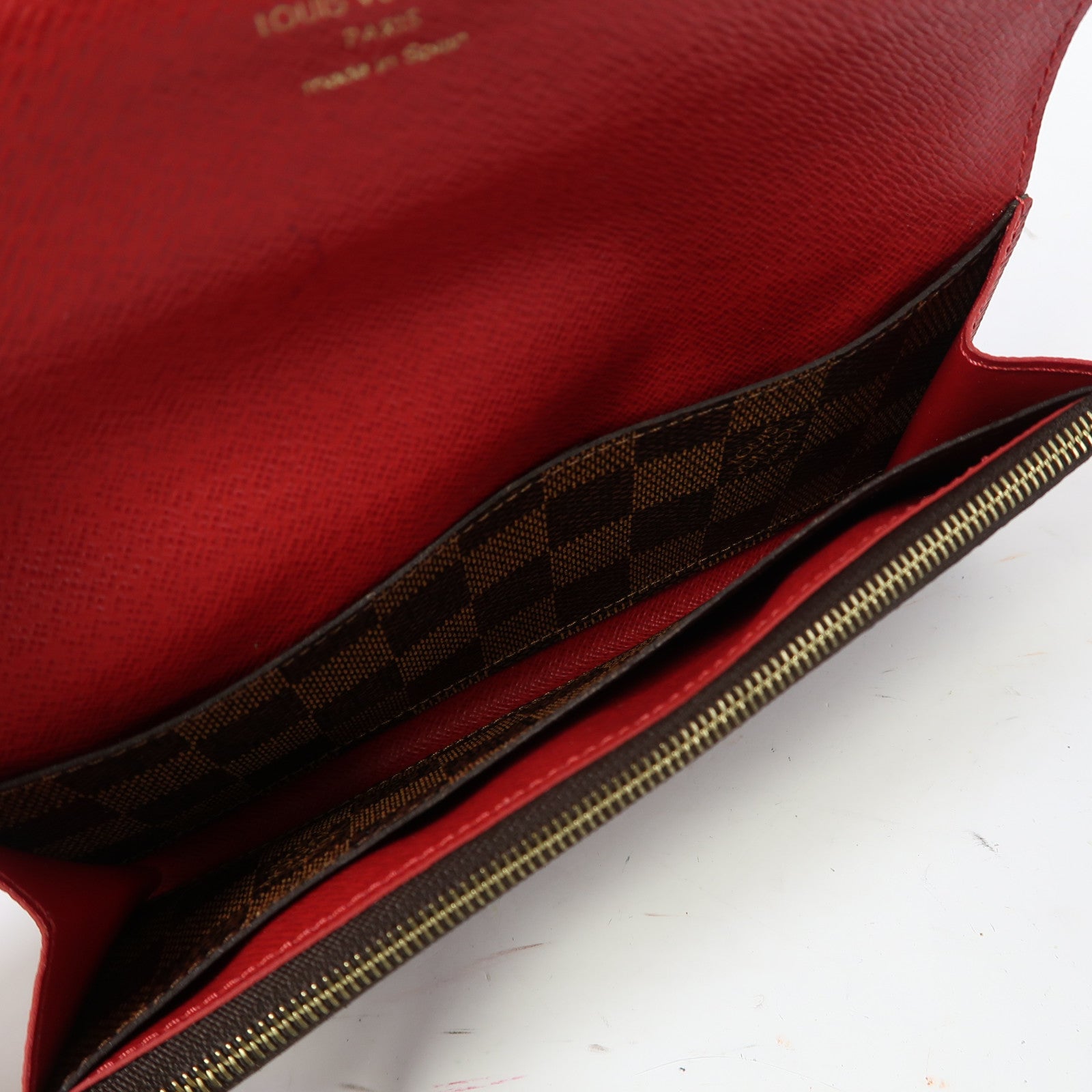 LOUIS VUITTON Damier Ebene Emilie Wallet金扣長錢包啡色