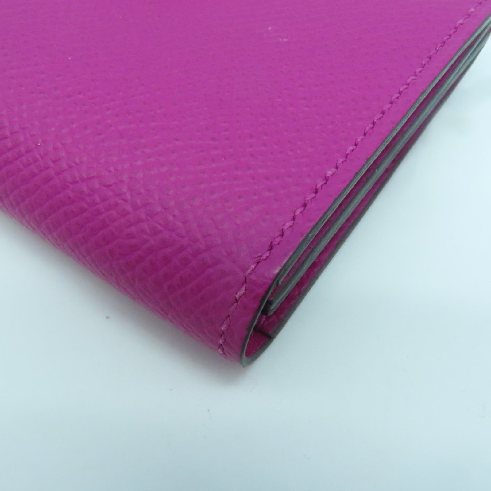 HERMES 【激減優惠】Epsom皮革Bearn Card Case銀扣卡片套Rose Pourpre玫瑰紫色