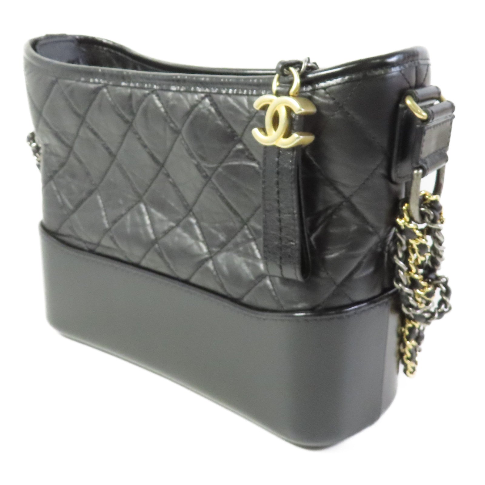 CHANEL 牛皮皮革Gabrielle Medium鏈帶肩背袋