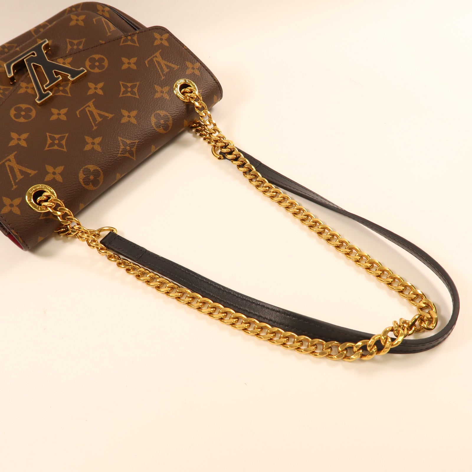 LOUIS VUITTON Monogram Passy金扣鏈帶肩背袋啡色