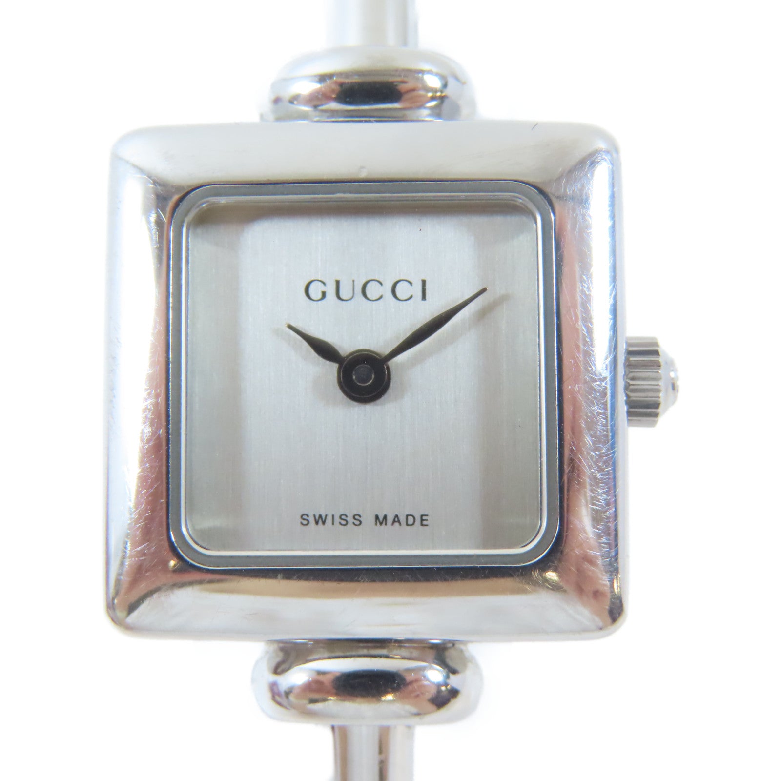 GUCCI Square Dial不鏽鋼手錶石英機芯白色
