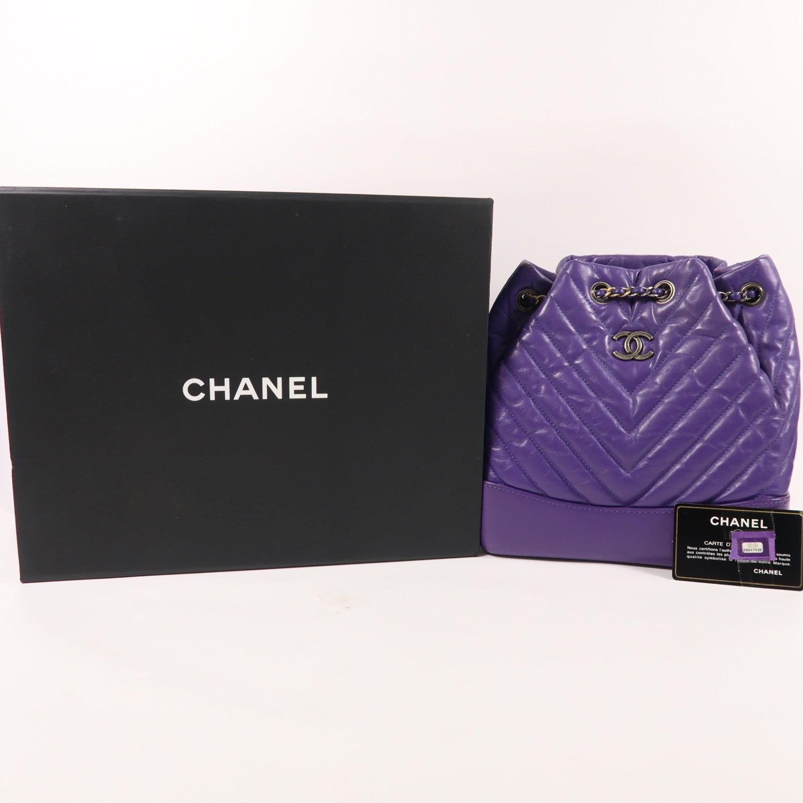 CHANEL 皮革Gabrielle BackPack鏈帶背包
