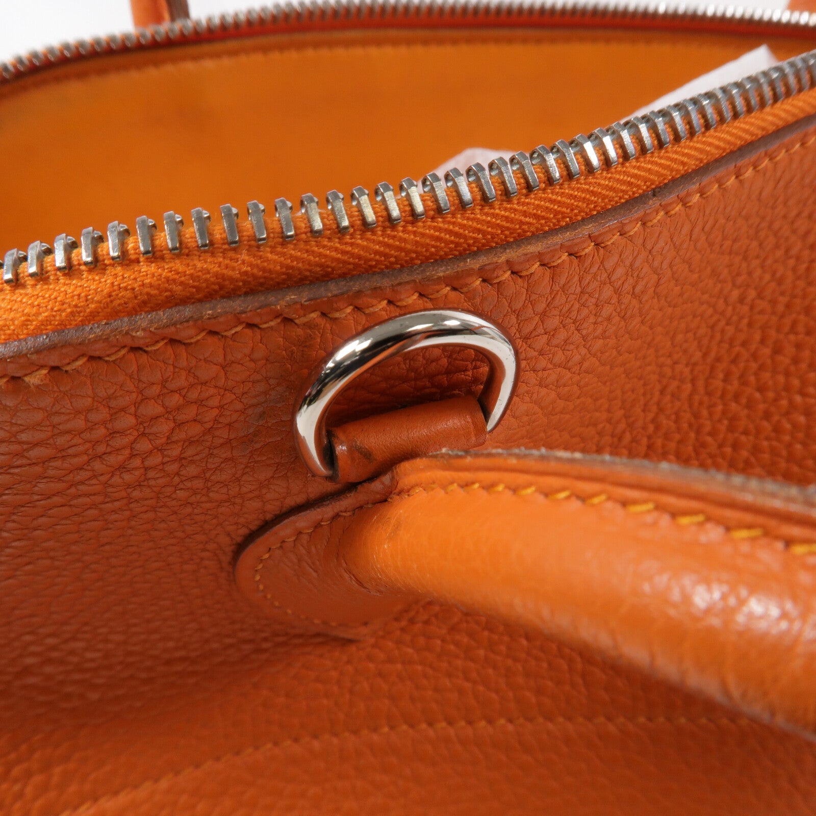 HERMES Clemence皮革Bolide 31手挽袋Orange