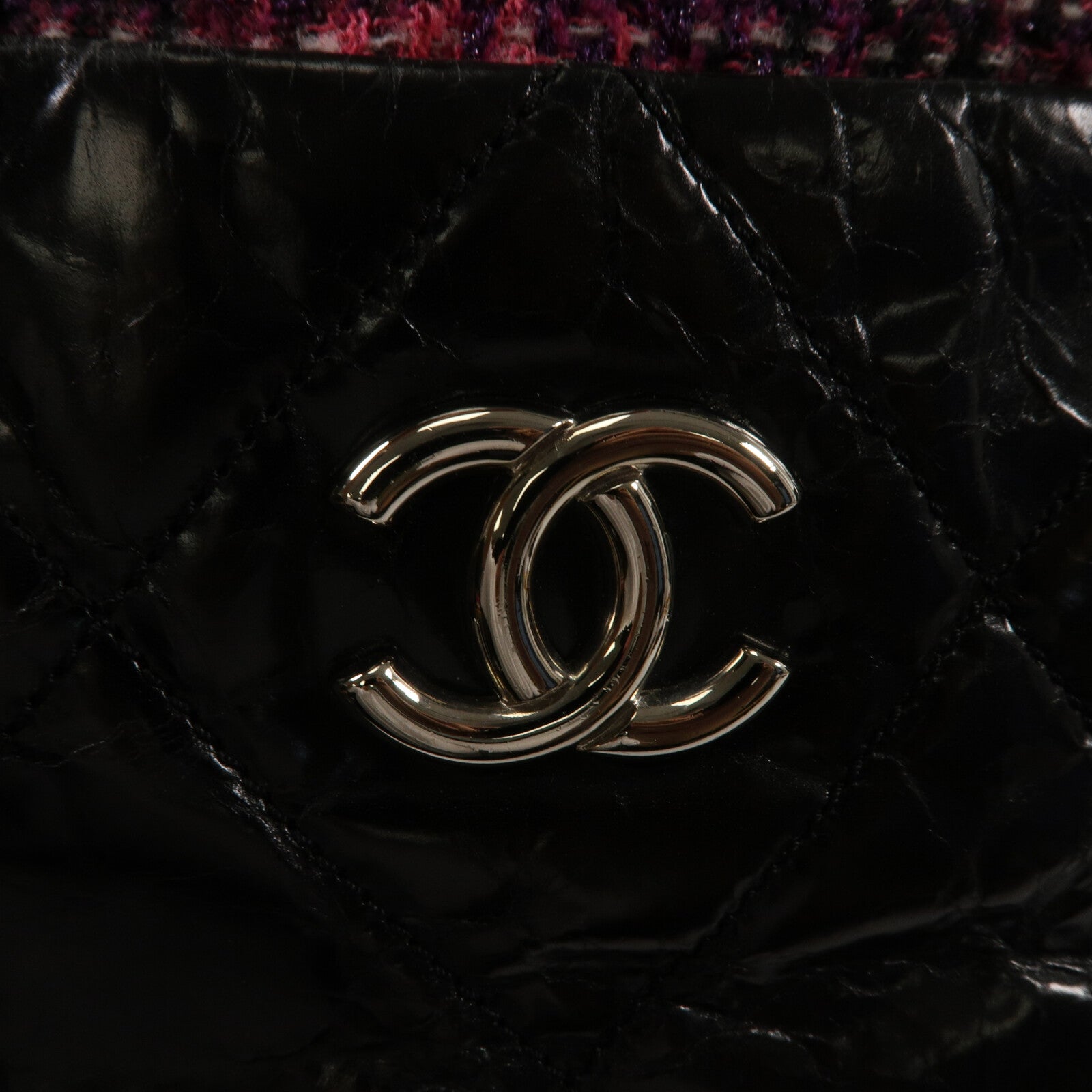 CHANEL Tweed/牛皮皮革Tweed Portobello Shopping鏈帶手挽肩背兩用袋