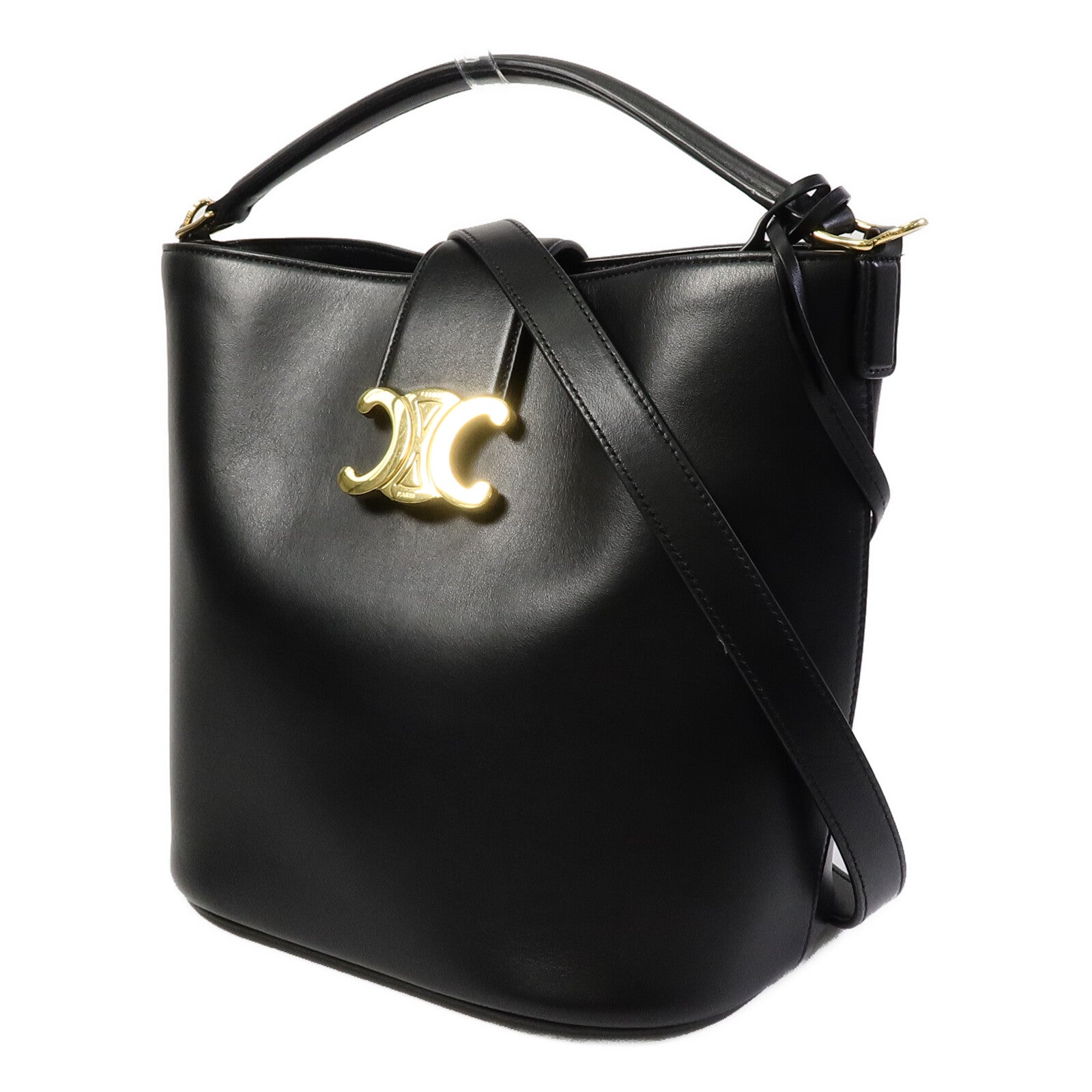 CELINE 牛皮皮革Louise Bucket Medium手挽肩背兩用袋