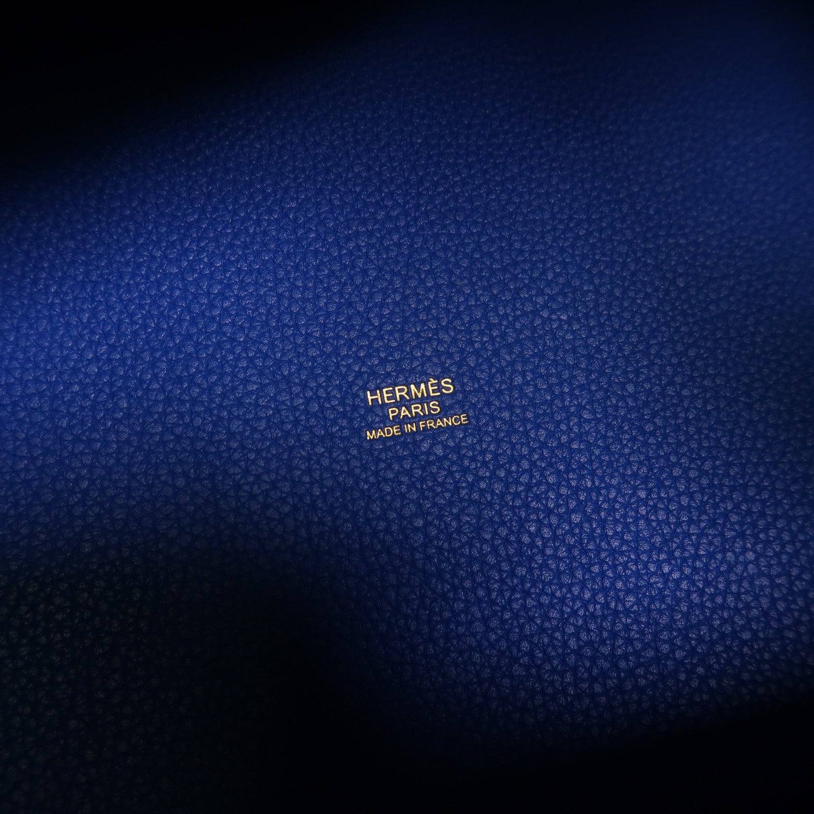 HERMES Clemence皮革Picotin MM金扣手挽袋Bleu France