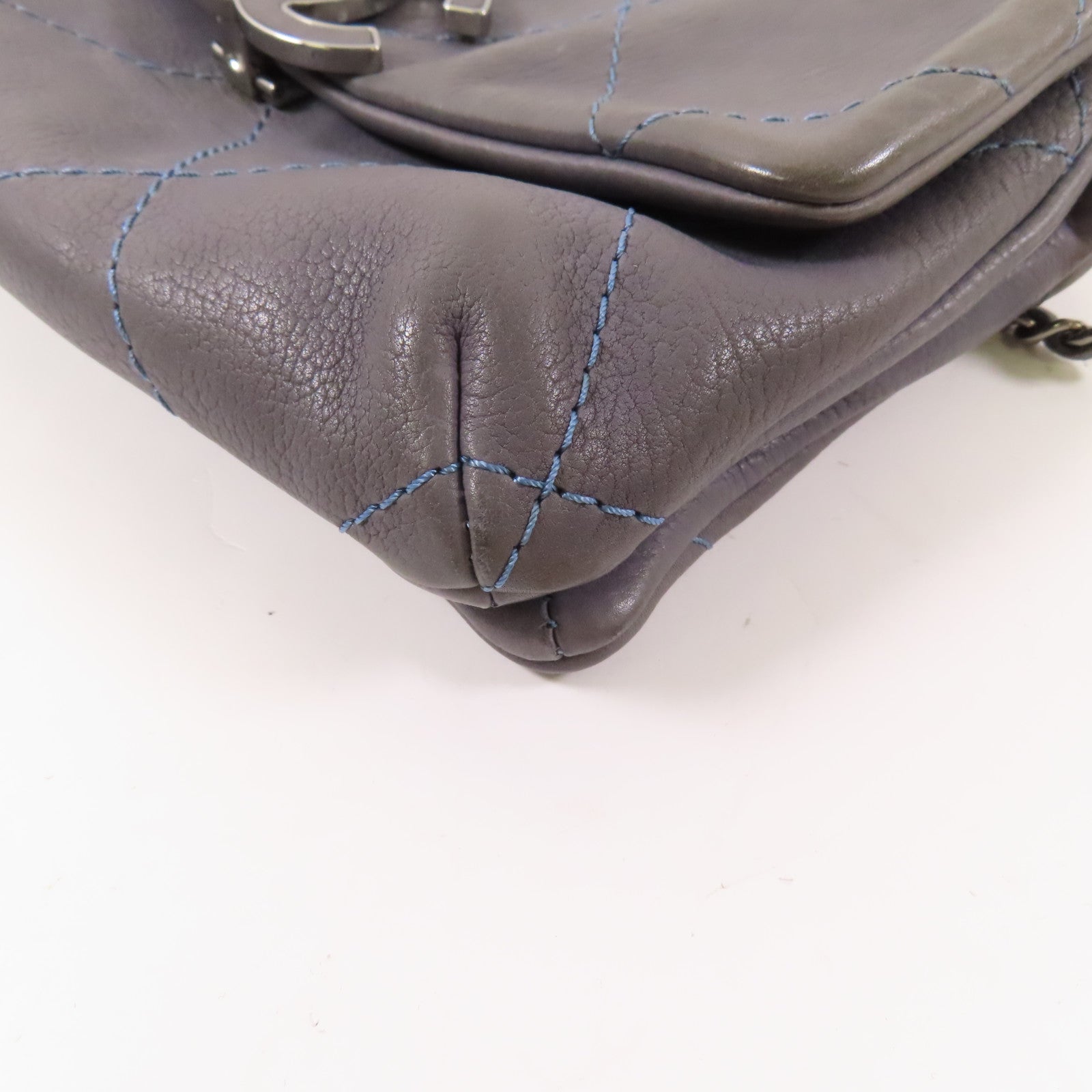 CHANEL 牛皮皮革Chain Shoulder銀扣手挽肩背兩用袋