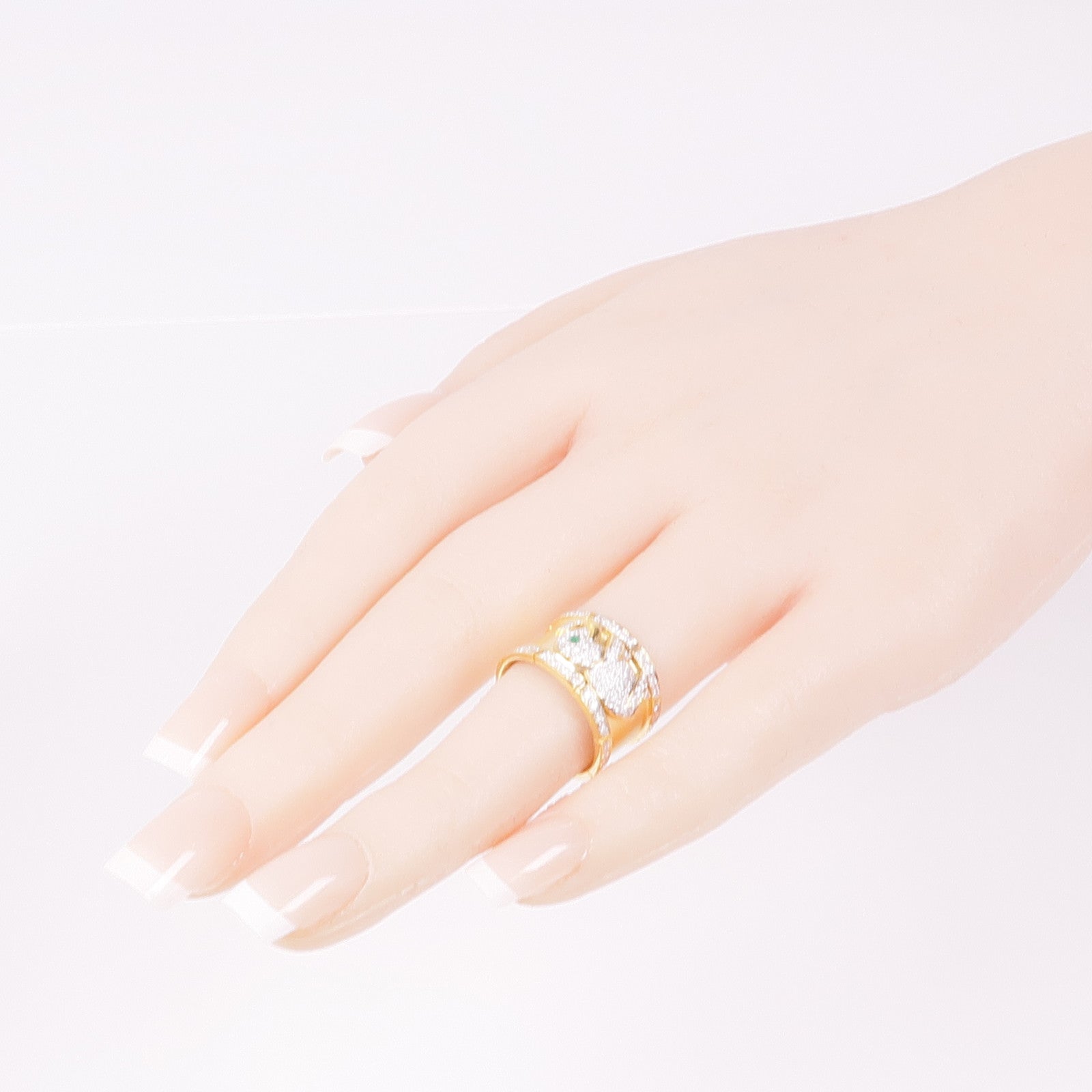 JEWELRY 18K黃金/Emerald Diamond Ring綠寶石/鑽石戒指US#5.5