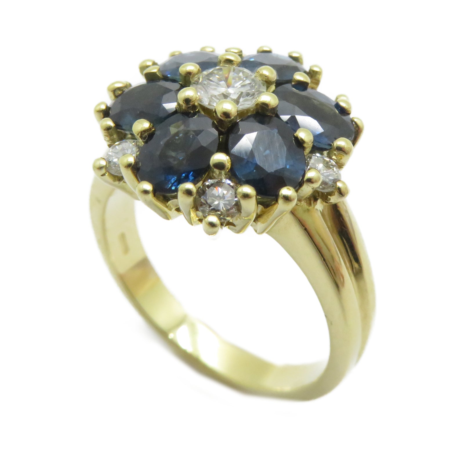 JEWELRY 【激減優惠】18K黃金Sapphire Ring藍寶石鑽石戒指US#7.25