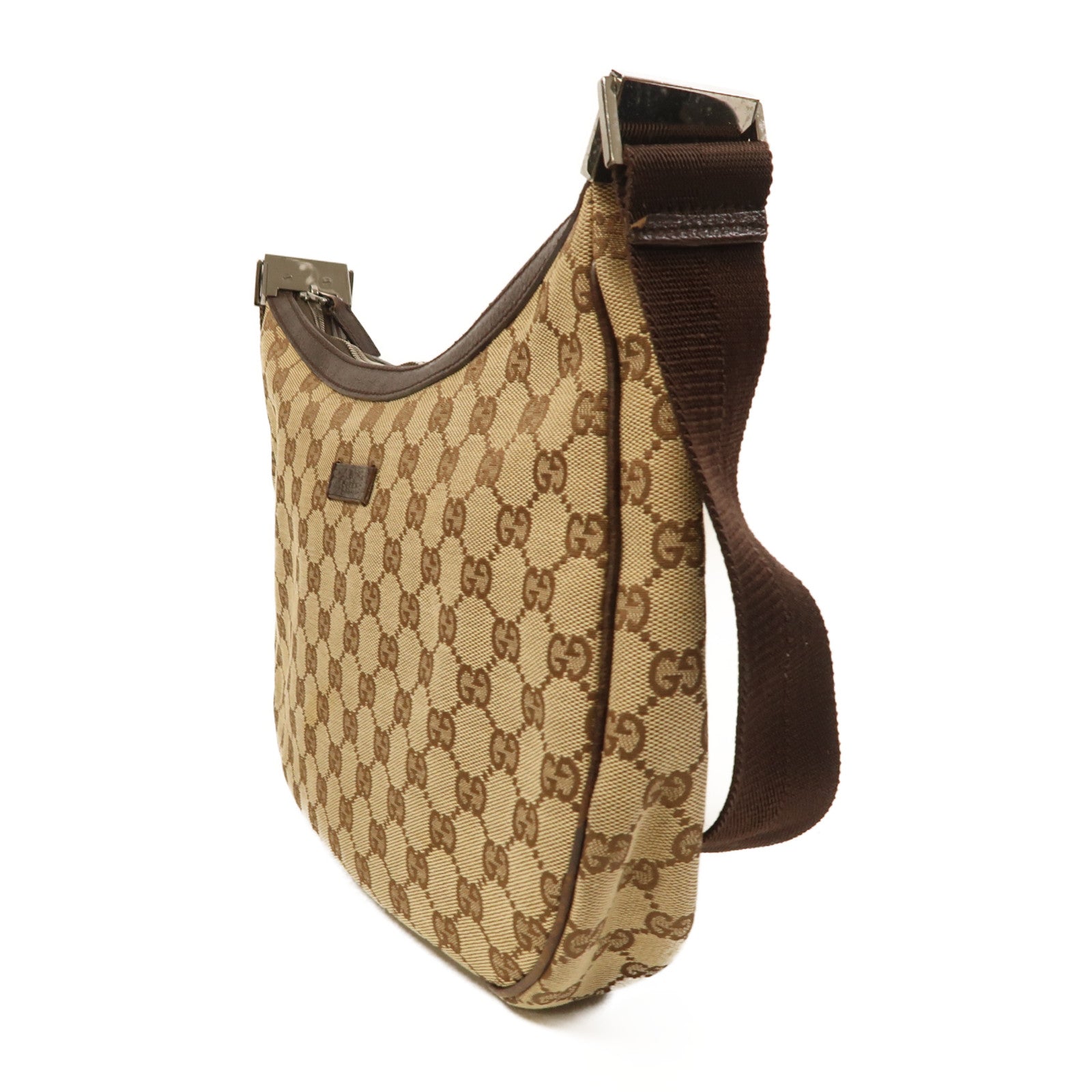 GUCCI 帆布Shoulder Bag銀扣肩背袋