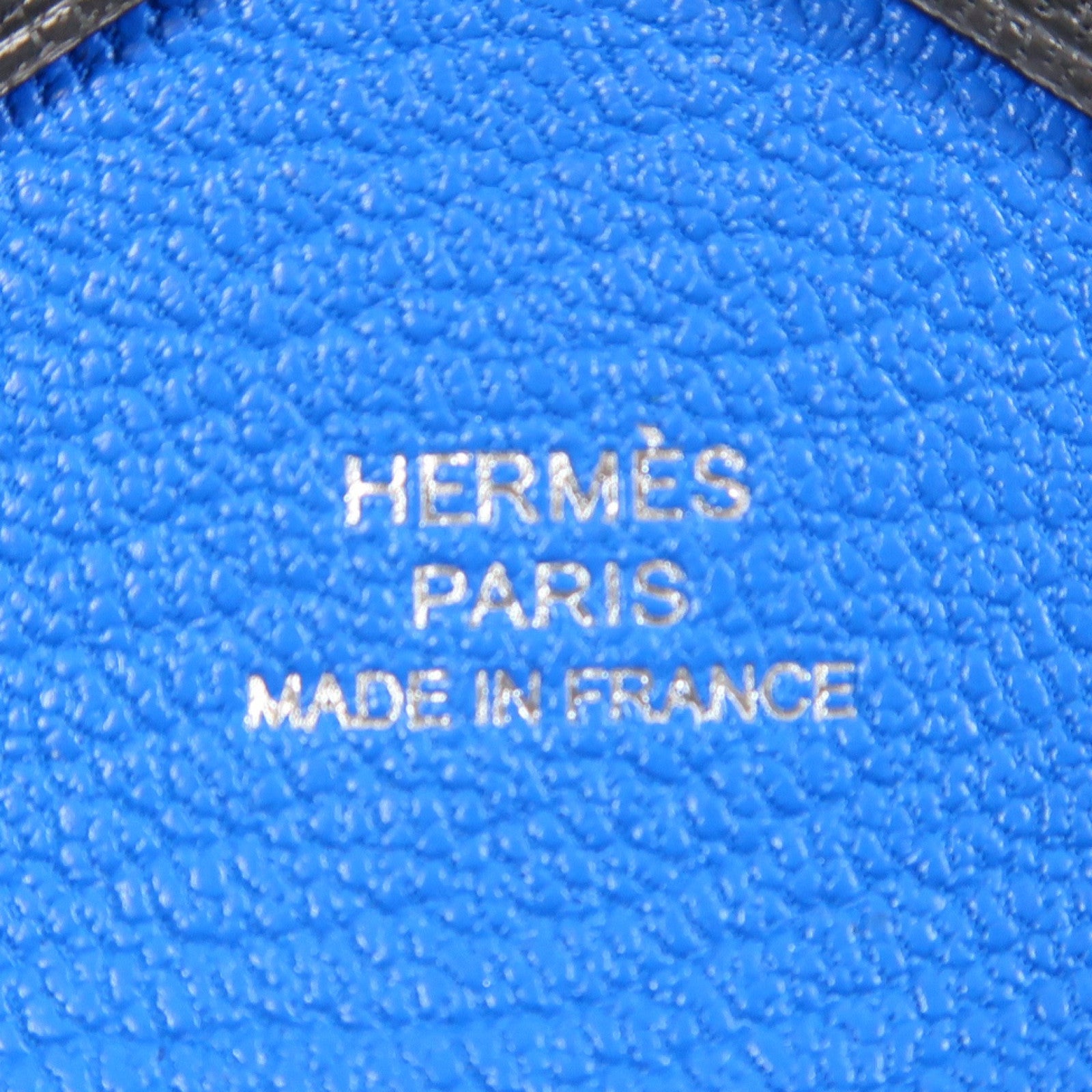 HERMES Chevre皮革Calvi Duo銀扣卡片套Graphite灰色