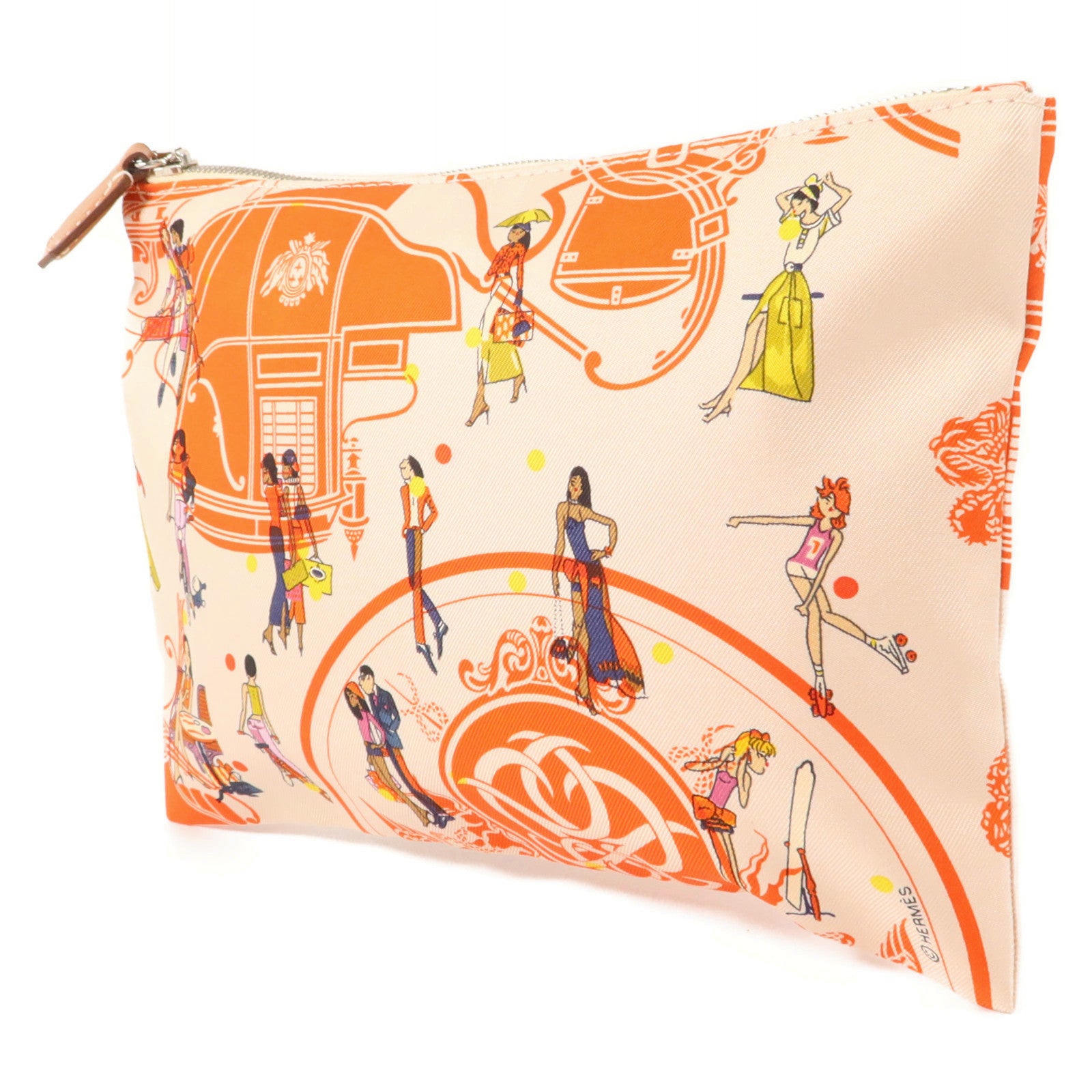 HERMES 絲質Silky Pocket Cosmetic Pouch小袋Geranium/Nata/Gold
